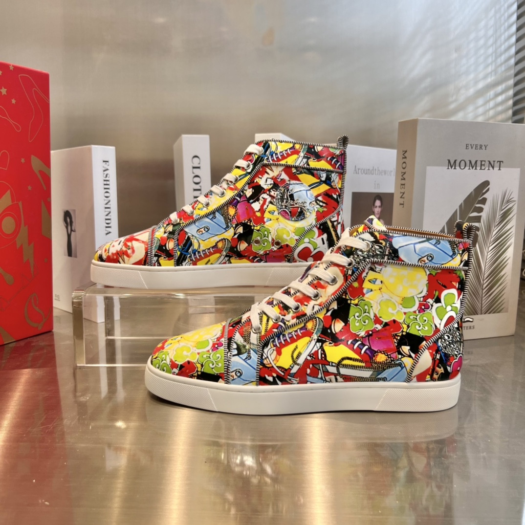 UA Christian Louboutin high-top matte snake print version