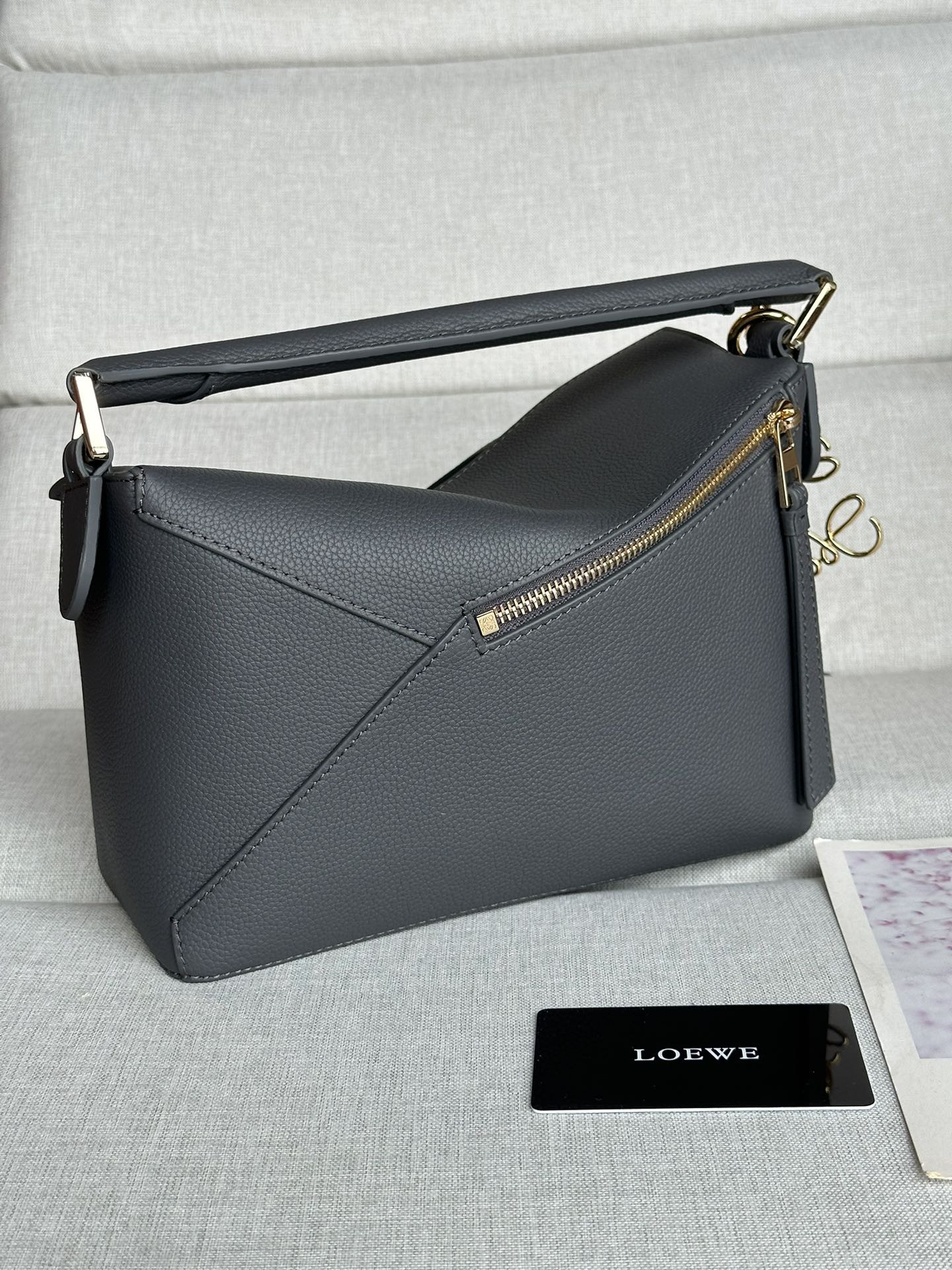 LOEWE Small Puzzle bag in classic calfskin (Dark Gray) 24x10.5x16.5cm