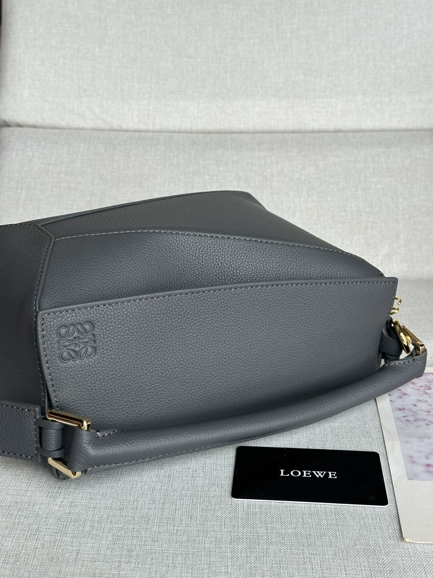 LOEWE Small Puzzle bag in classic calfskin (Dark Gray) 24x10.5x16.5cm