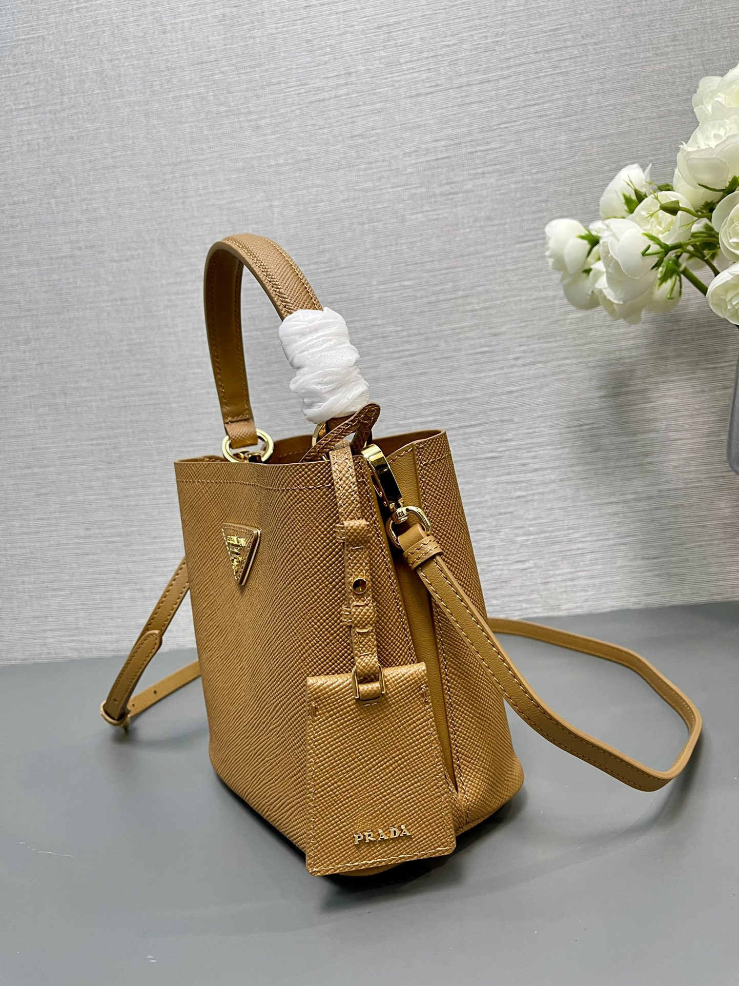 Prada Small Saffiano Leather Prada Panier Bag 18x17x10.5cm