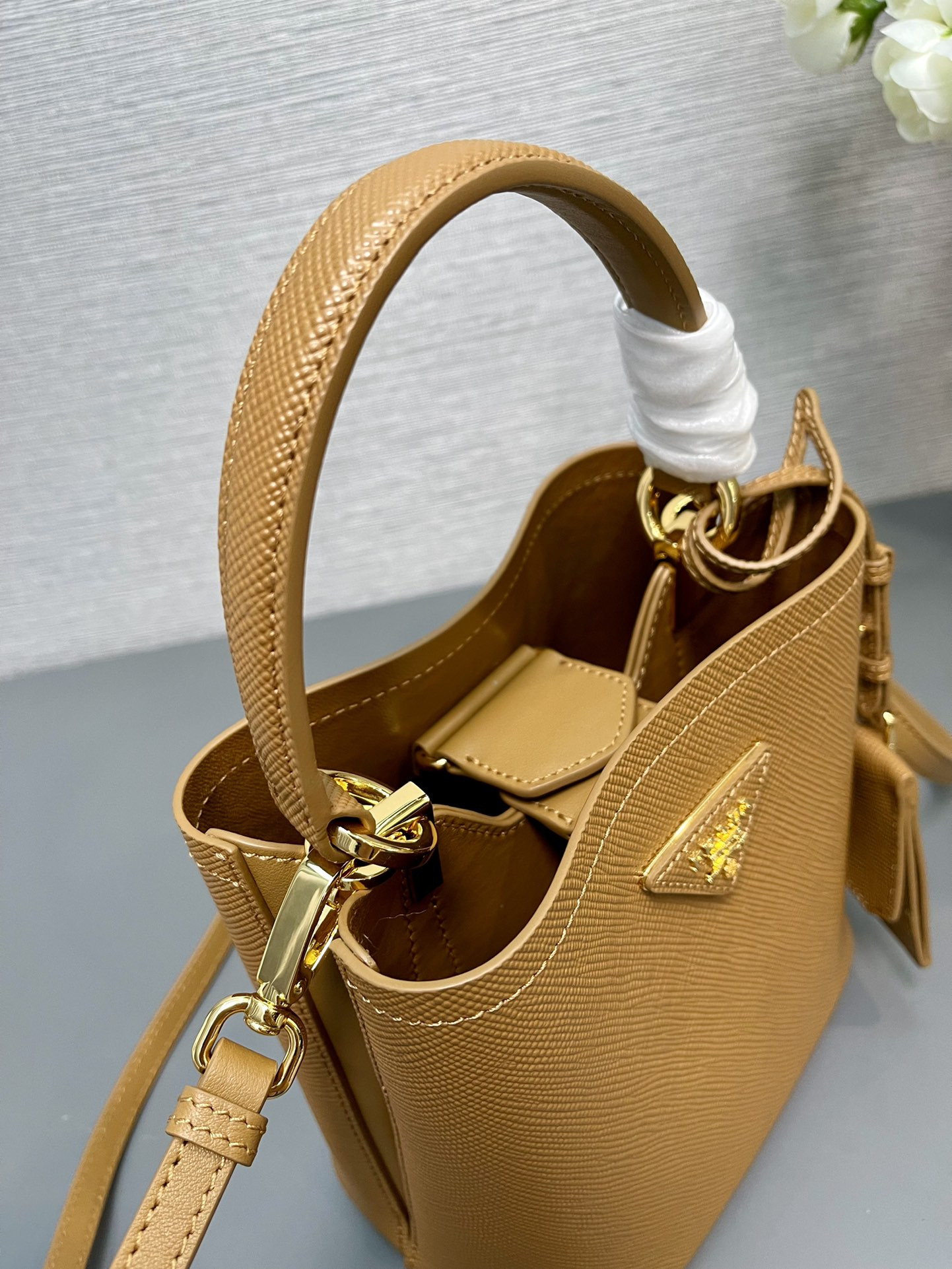 Prada Small Saffiano Leather Prada Panier Bag 18x17x10.5cm