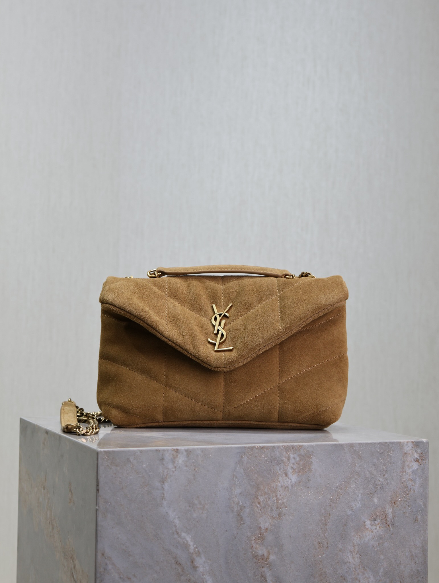 YSL Loulou Mini Puffer (Suede) 23×15.5×8.5cm