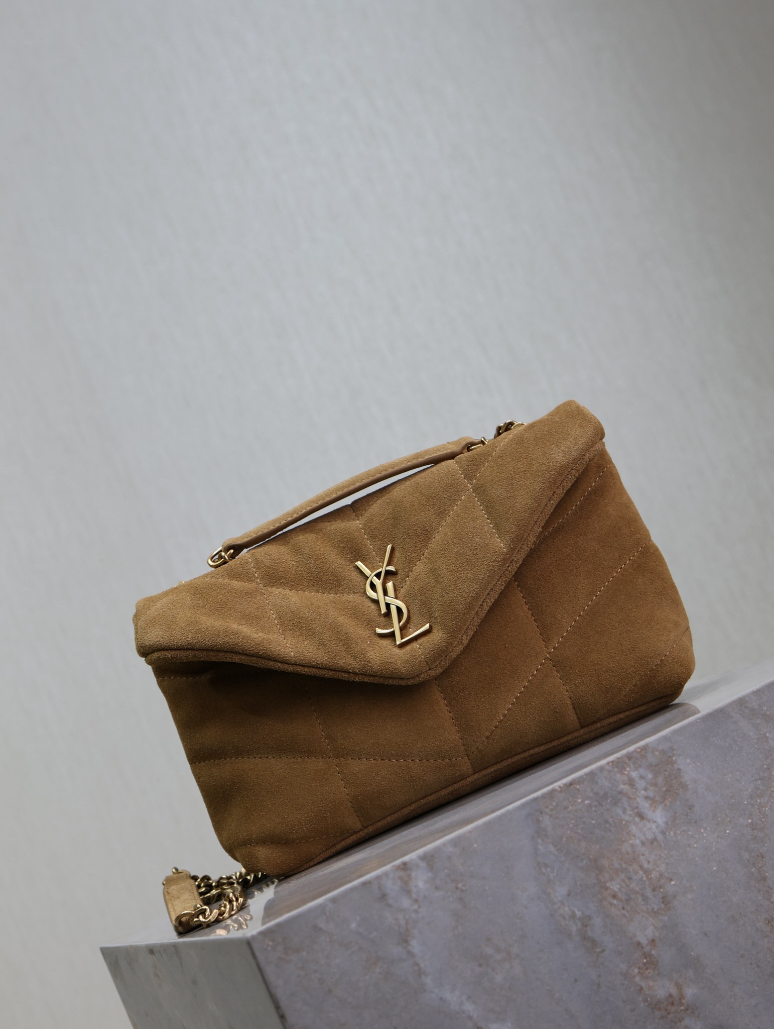 YSL Loulou Mini Puffer (Suede) 23×15.5×8.5cm