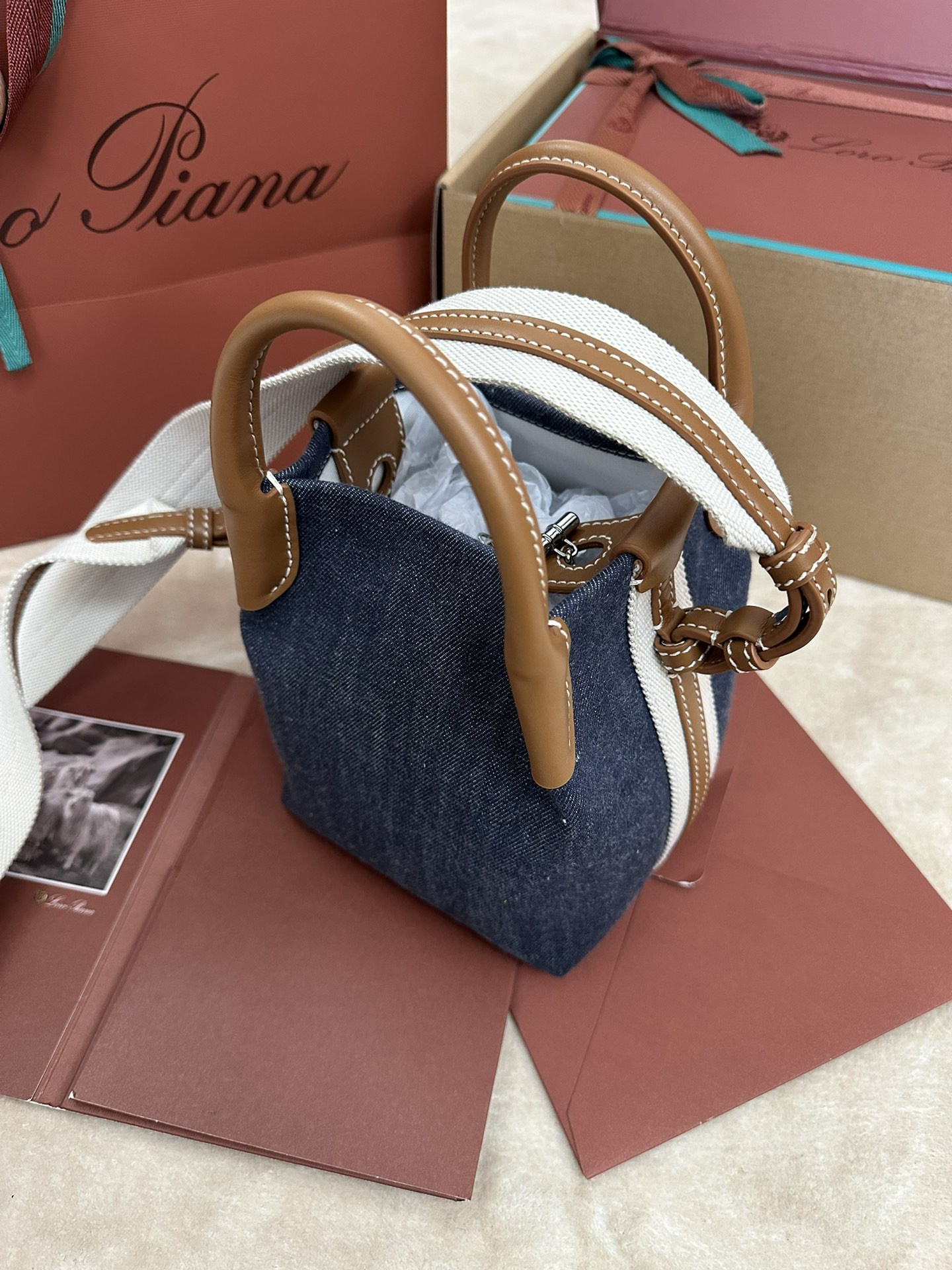 Loro Piana Micro Bale Cotton bag 23x16x14cm