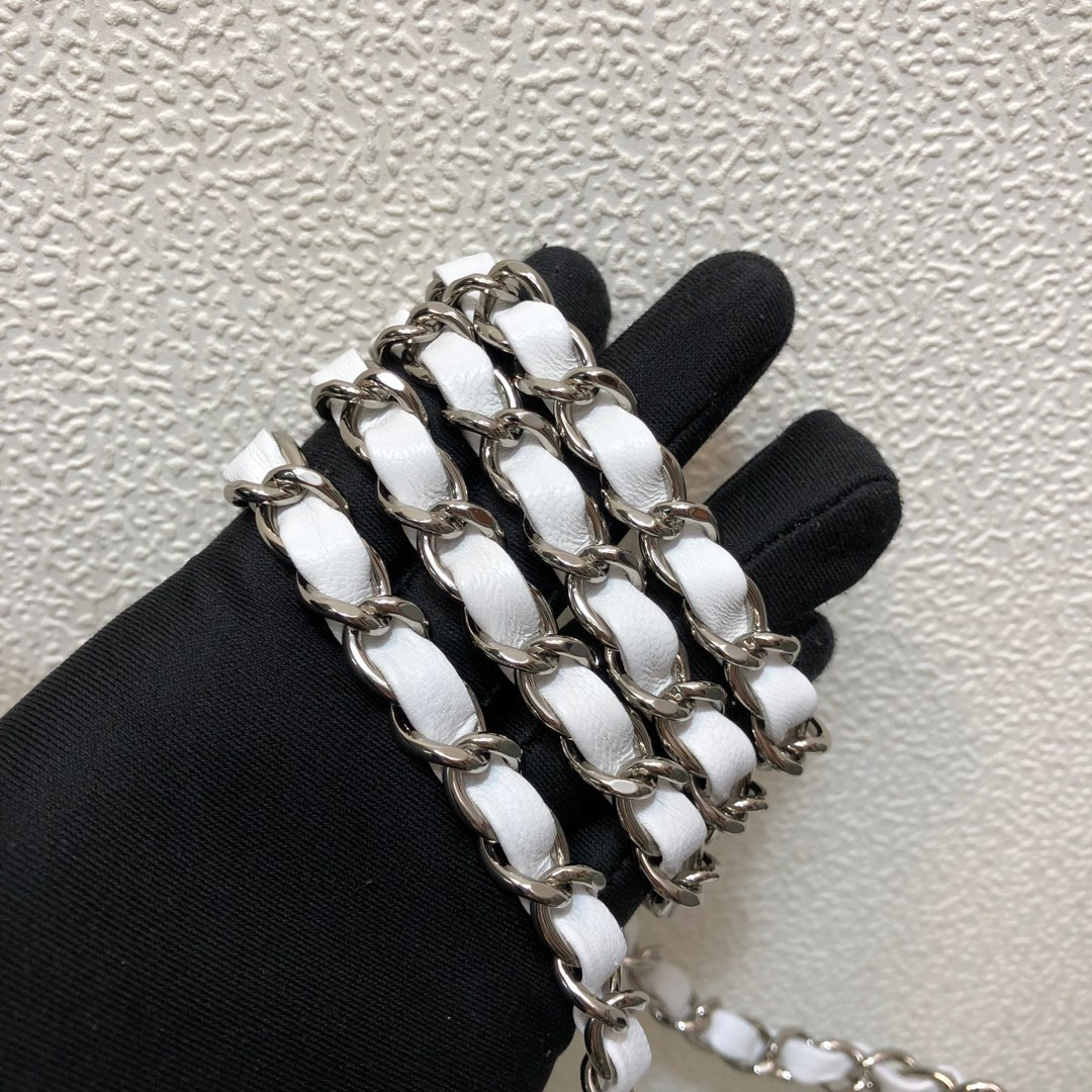 CHANEL MINI FLAP BAG white 12 × 20 × 6 cm