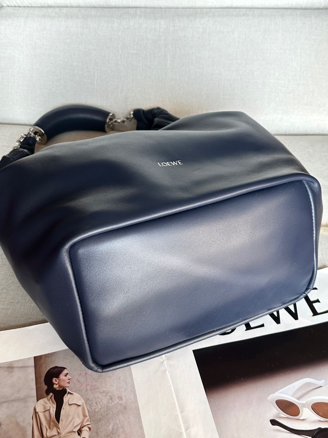 LOEWE Medium Squeeze bag in mellow nappa lambskin 34x33x13.5cm