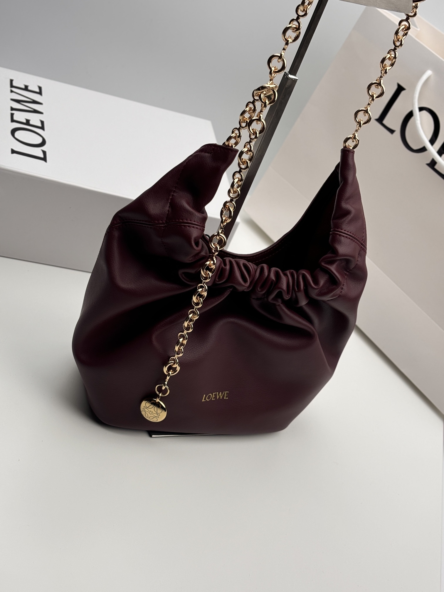 LOEWE Medium Squeeze bag in mellow nappa lambskin 34x33x13.5cm