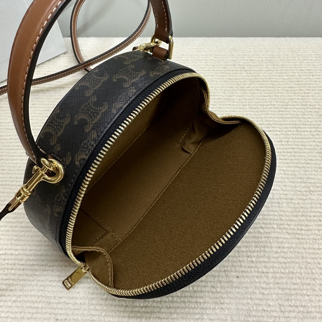Celine HALF MOON CASE IN triomphe canvas and calfskin 17.5x12x6cm