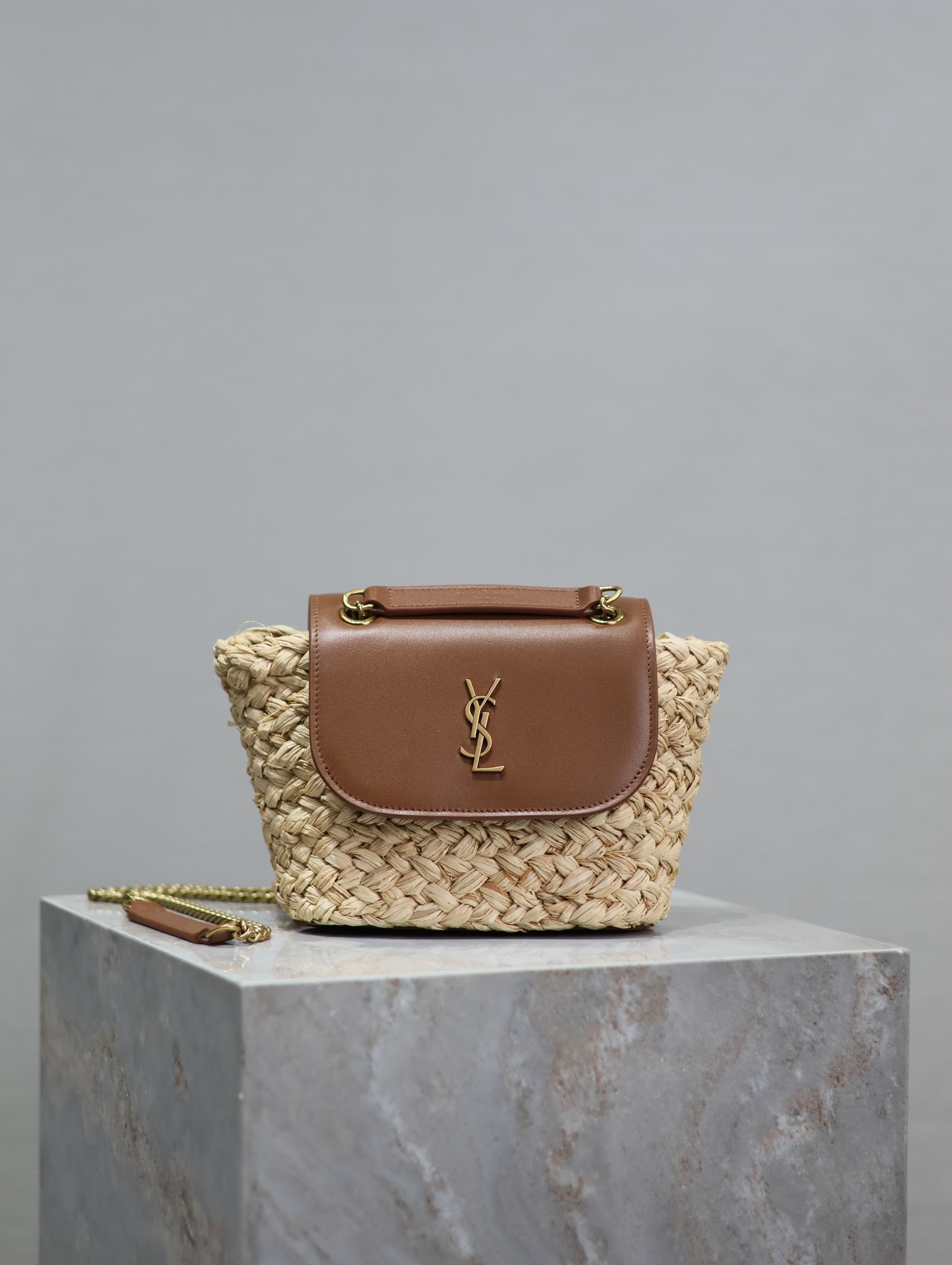 YSL Mini manon (raffiaaged vegetable tanned leather) 774269 23x12x6cm