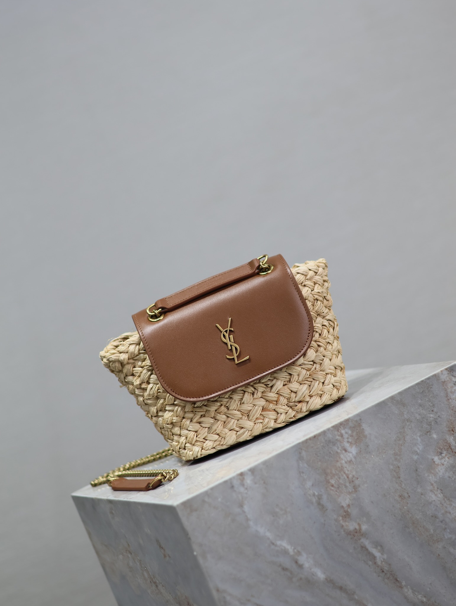 YSL Mini manon (raffiaaged vegetable tanned leather) 774269 23x12x6cm