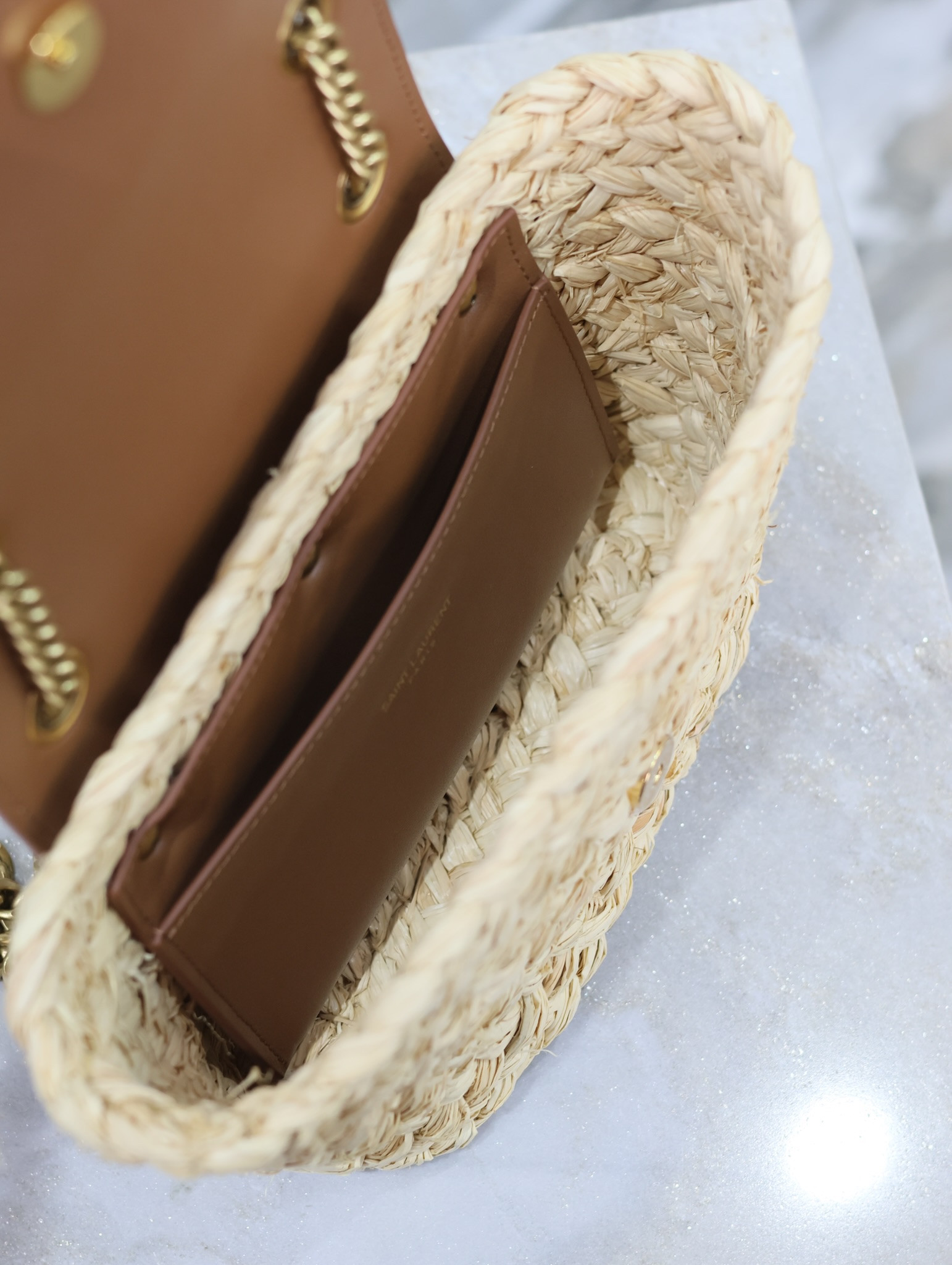 YSL Mini manon (raffiaaged vegetable tanned leather) 774269 23x12x6cm