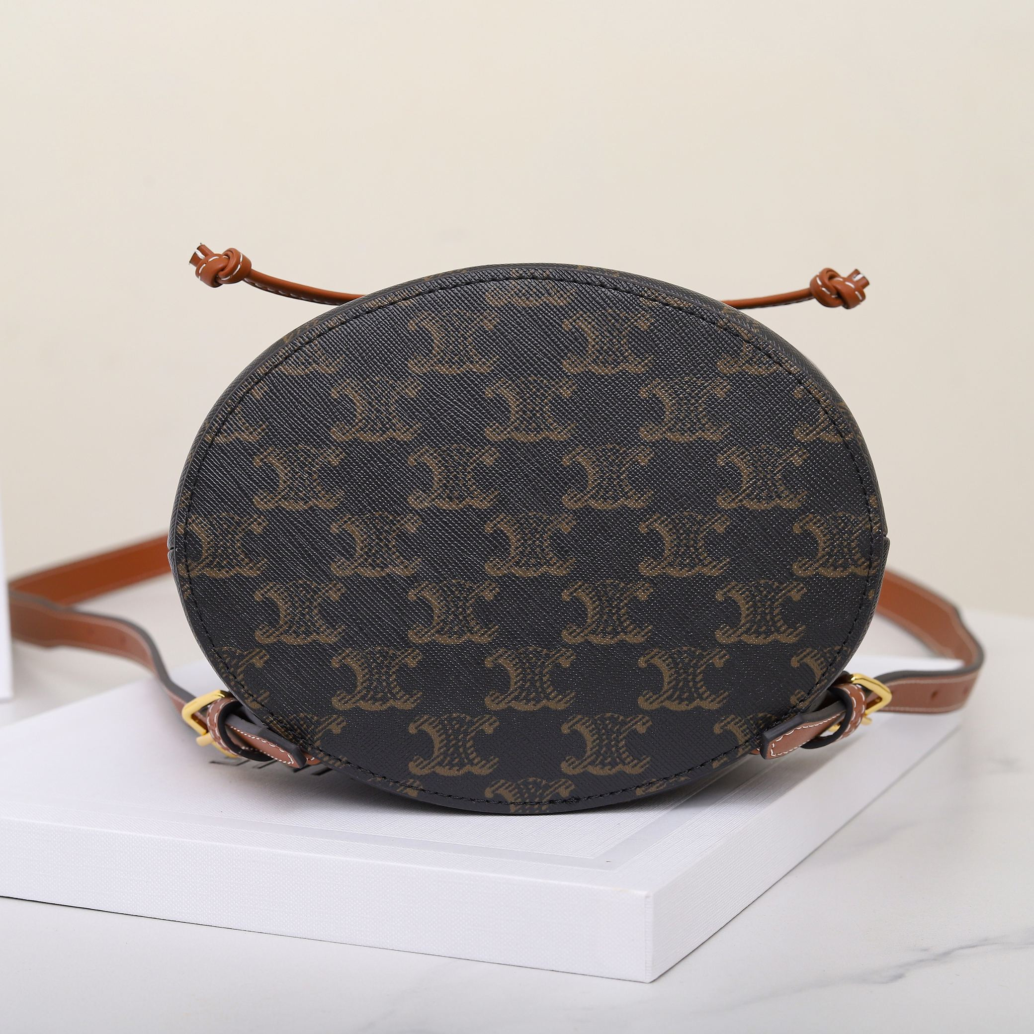 CELINE BONNIE BACKPACK IN TRIOMPHE CANVAS AND CALFSKIN 118702 25x18x13cm