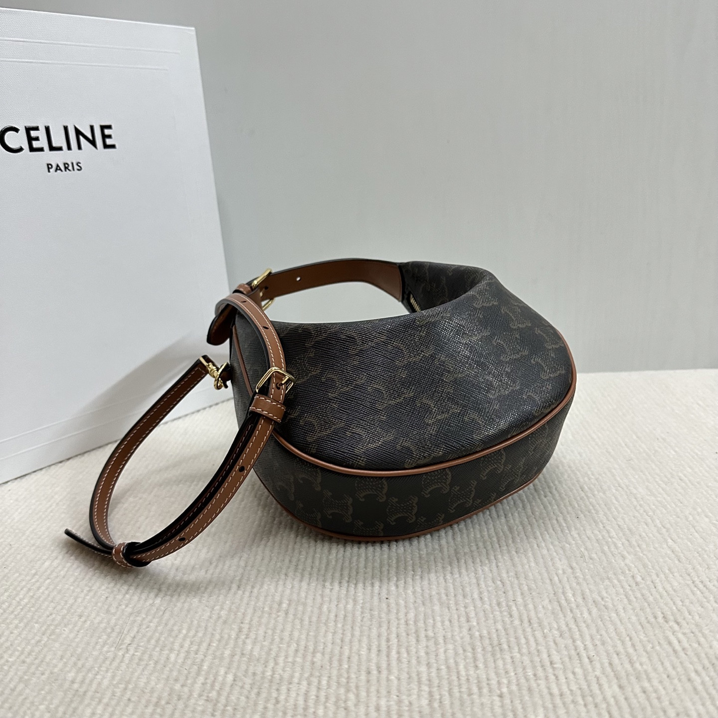 Celine Teen CELINE Lulu in Triomphe canvas and calfskin 21x24x5cm