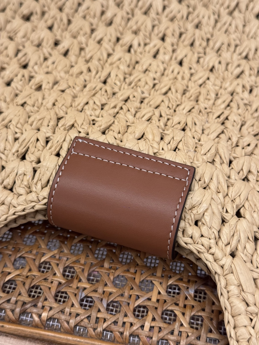 Celine CABAS TRIANGLE IN RAFFIA AND CALFSKIN 45 x 23 x 6cm