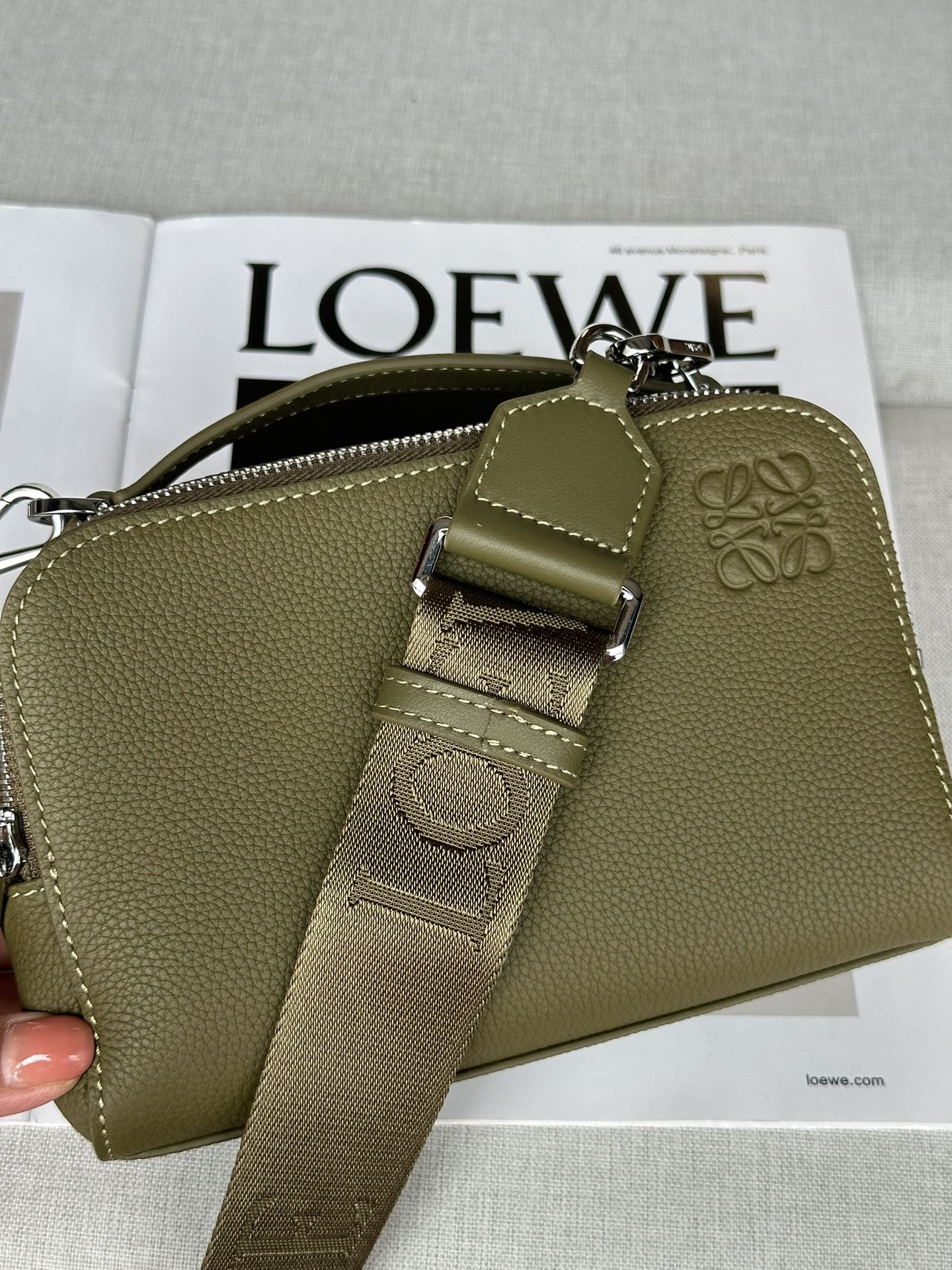Loewe Mini crossbody camera bag in soft grained calfskin 18x8.5x13cm