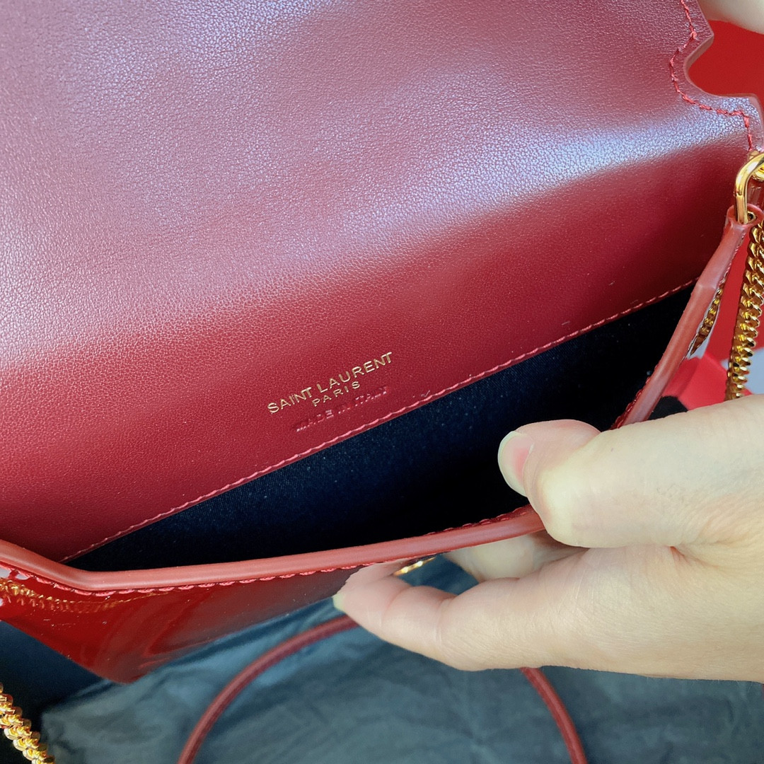 YSL Monogram phone holder with strap (patent leather) 18 x 11 x 2.5 CM