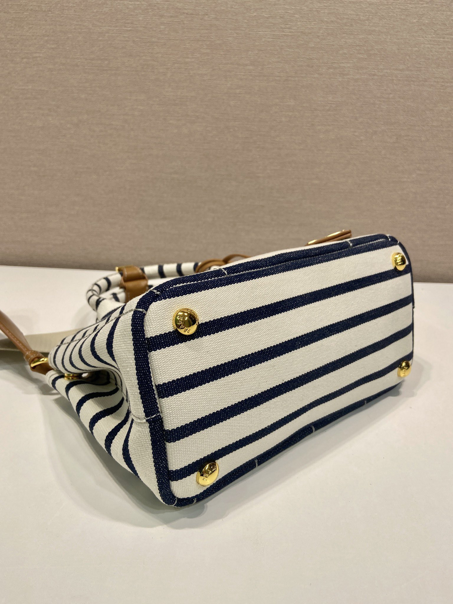 Prada Jardinière striped cotton canvas mini-bag 22x15x13cm