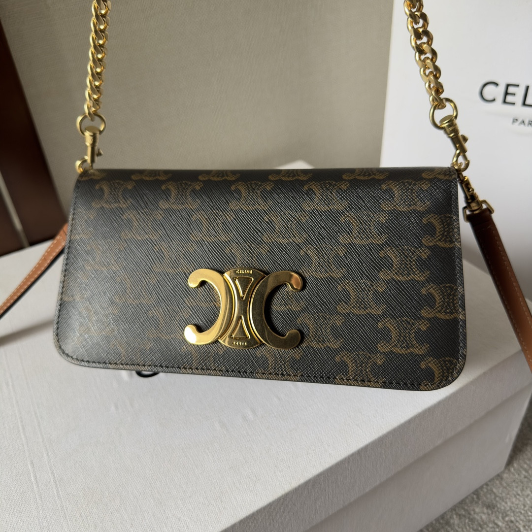 Celine MULTIPOCHETTE IN TRIOMPHE CANVAS and calfskin 20.5x11x4cm