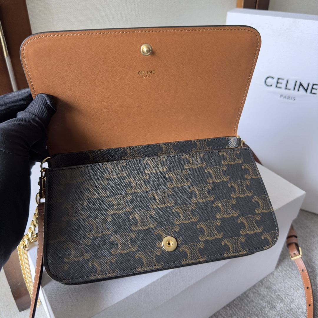 Celine MULTIPOCHETTE IN TRIOMPHE CANVAS and calfskin 20.5x11x4cm