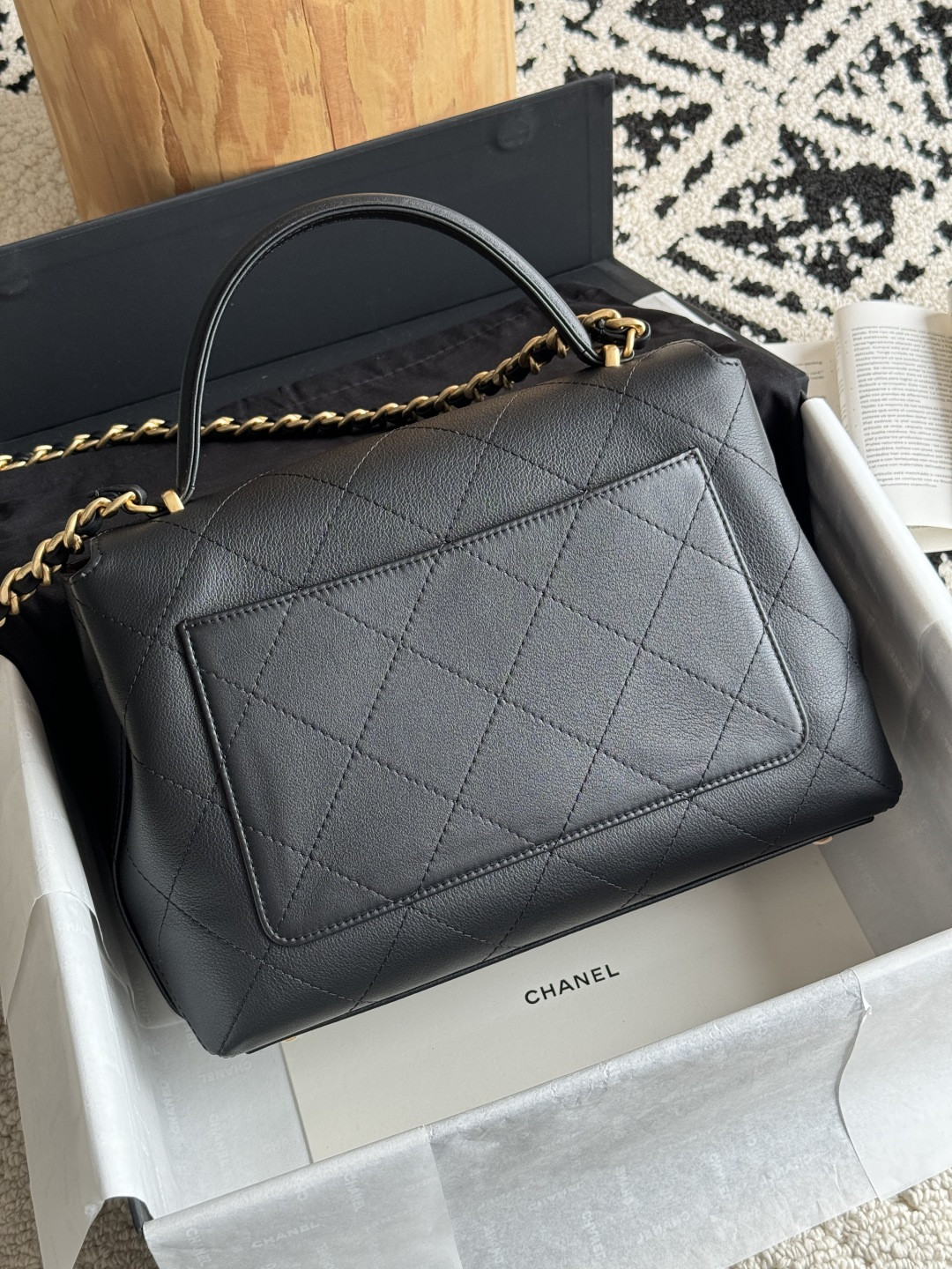Chanel Large Flap Bag with Top Handle Calfskin 20.5x28x9.5cm