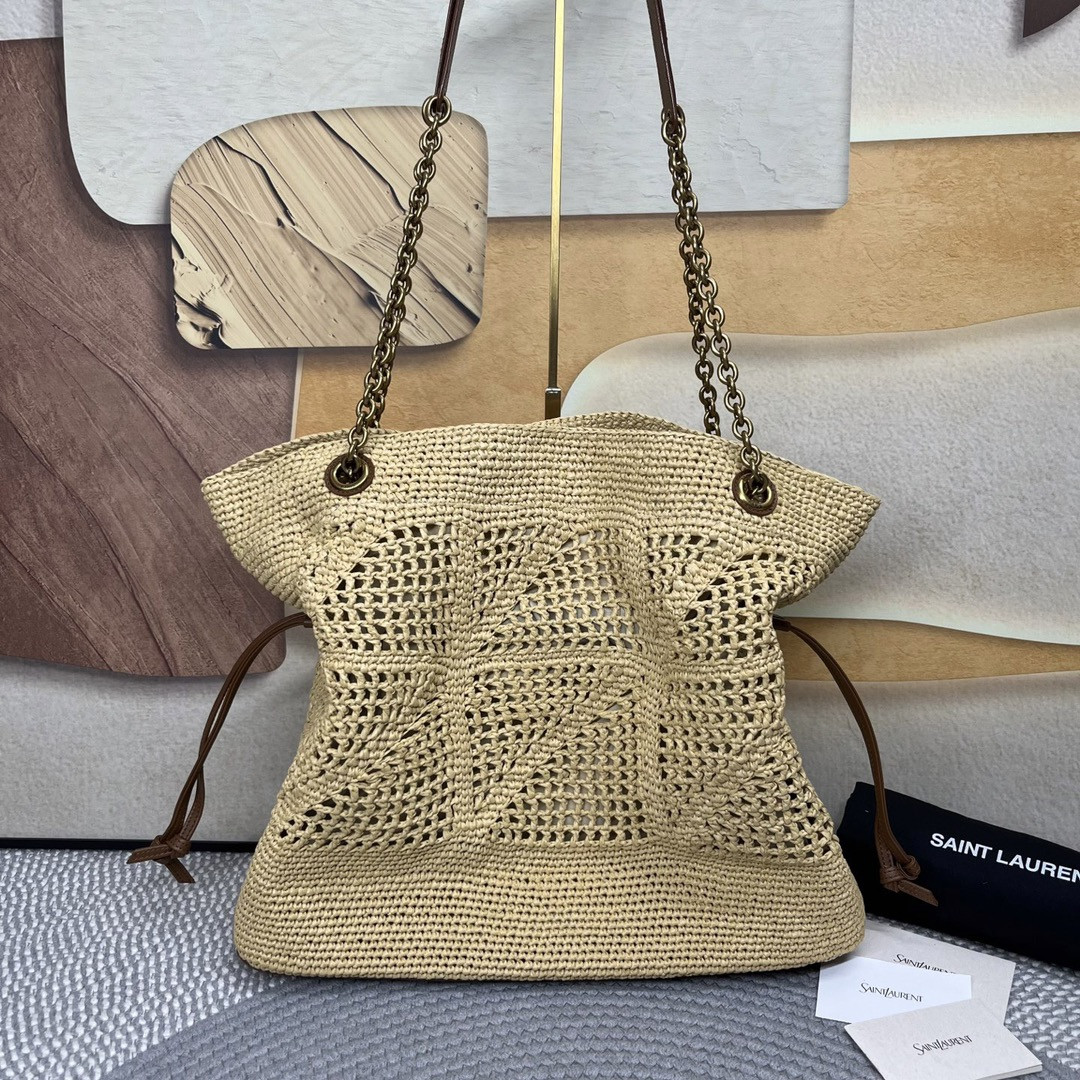 YSL JAMIE SHOPPING in raffia 35x35x10cm