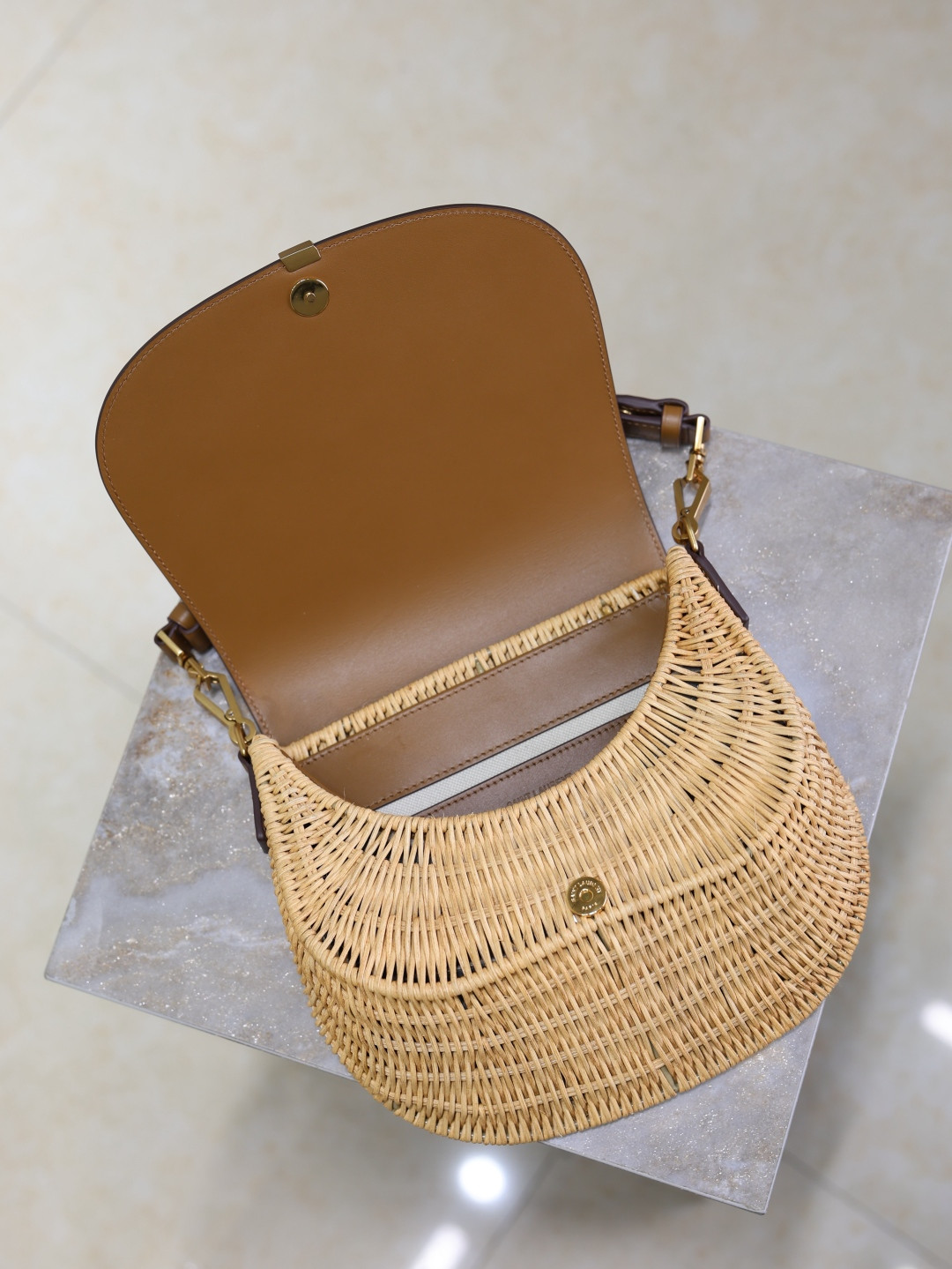 YSL Mini VOLTAIRE top handle bag in osier 20x22x7.5cm