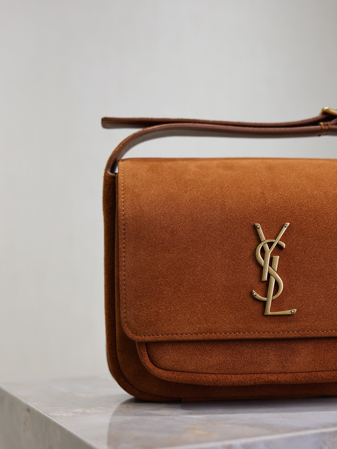 YSL NIKI satchel in suede 21.5x16x9cm