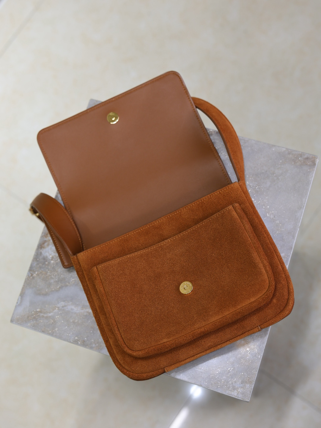 YSL NIKI satchel in suede 21.5x16x9cm