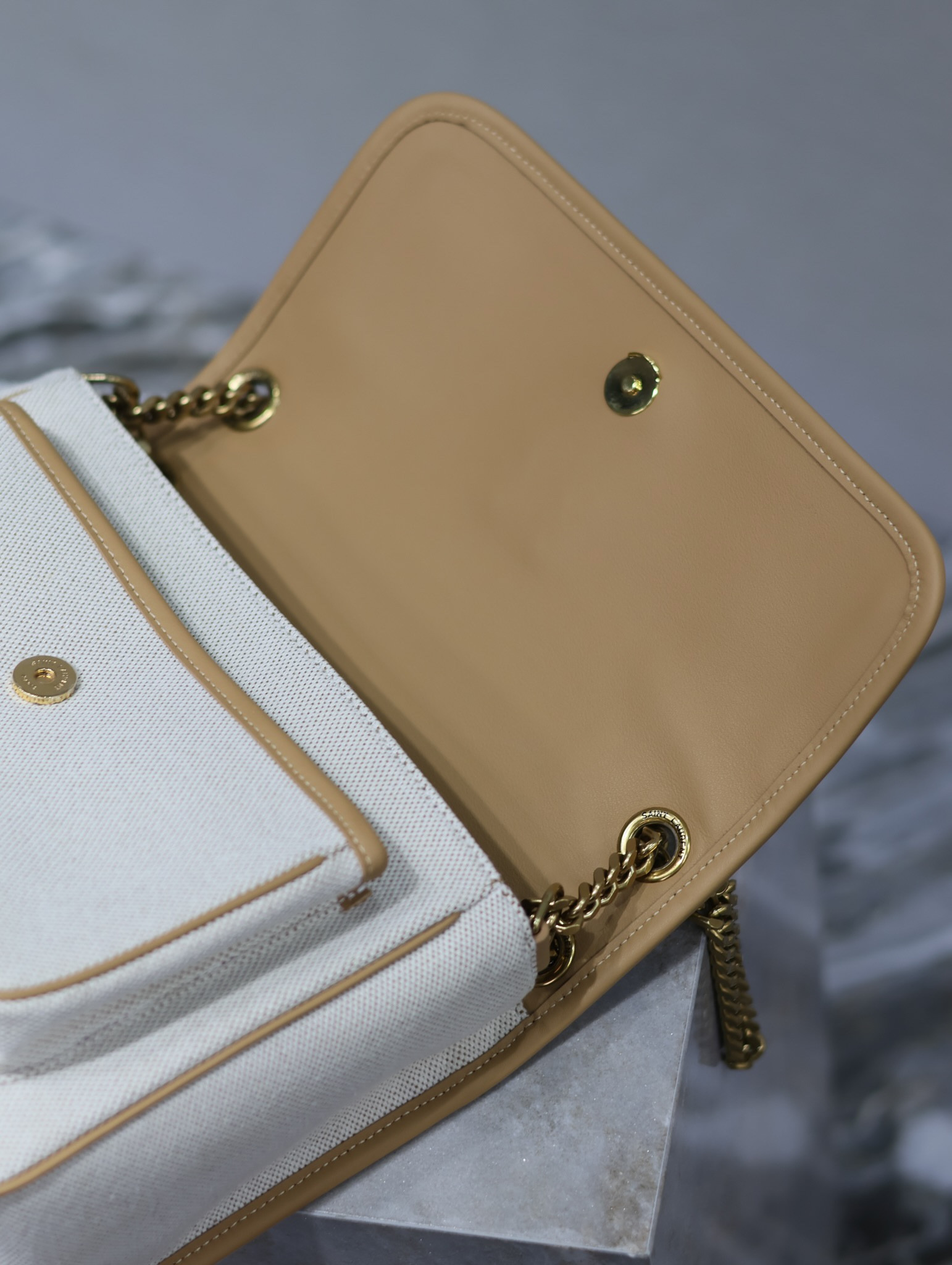 YSL NIKI MEDIUM IN Calfskin Cotton and Linen 28x20x8.5cm