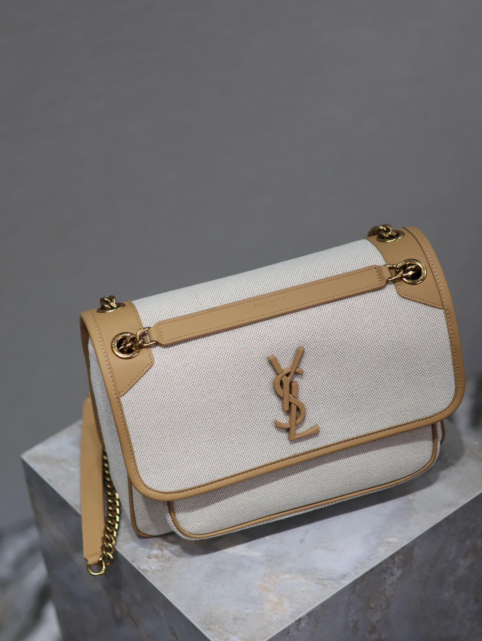 YSL NIKI MEDIUM IN Calfskin Cotton and Linen 28x20x8.5cm