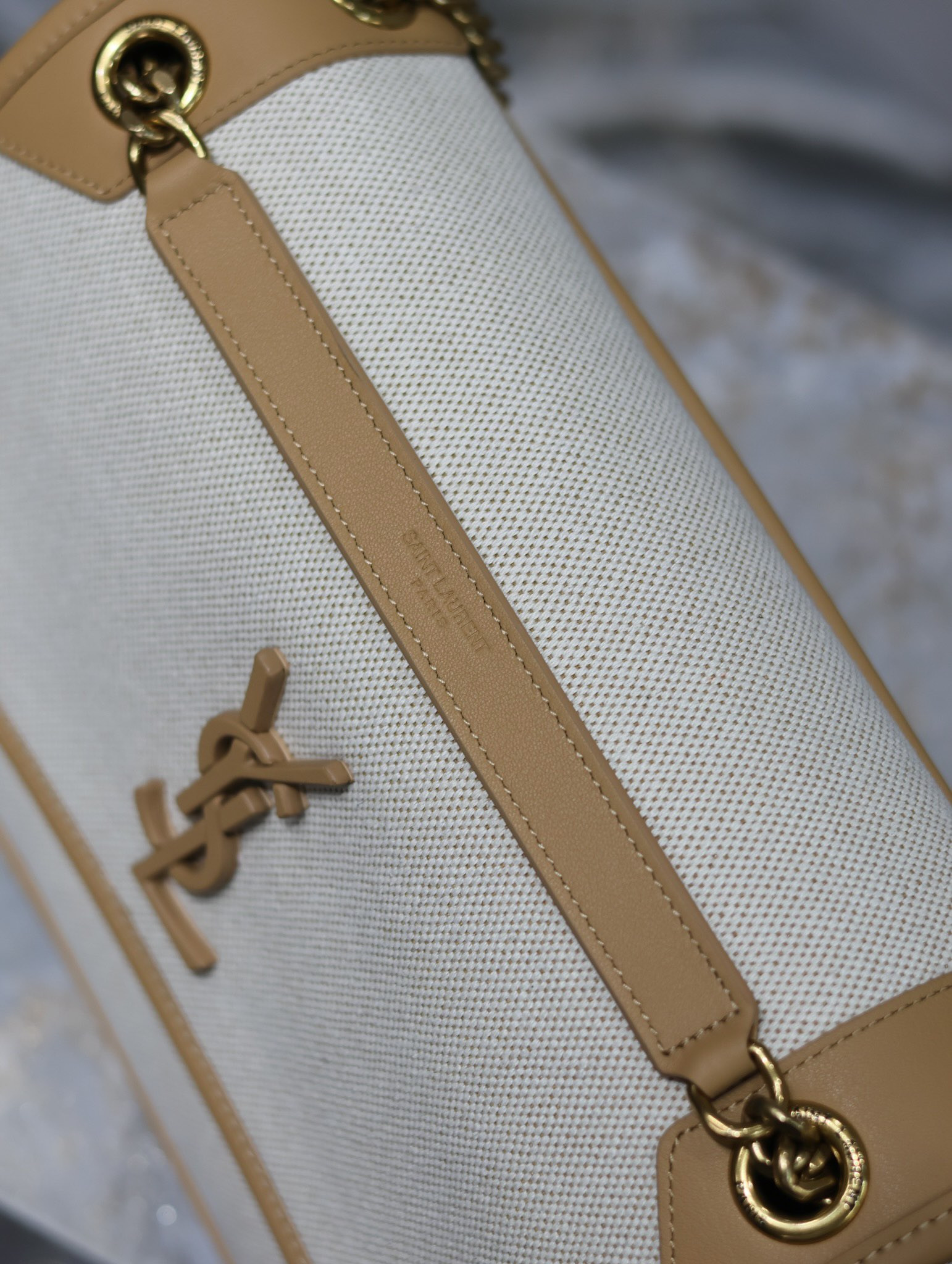 YSL NIKI MEDIUM IN Calfskin Cotton and Linen 28x20x8.5cm