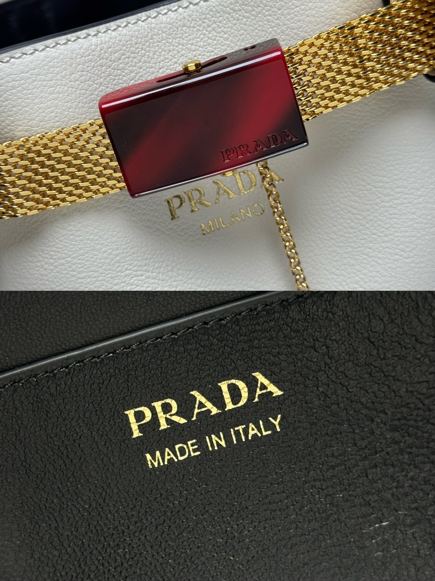 Prada Buckle leather bucket bag with jeweled belt 29x26.5x18cm