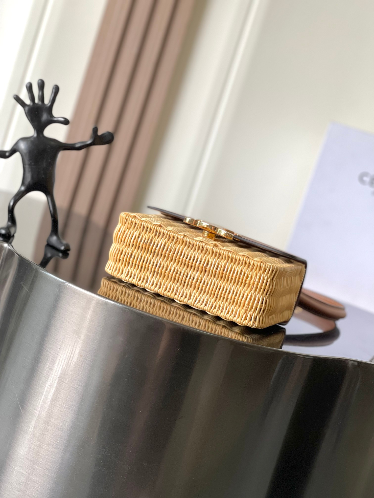 Celine TEEN GARANCE BAG IN WICKER AND NATURAL CALFSKIN 18.5x13.5x7cm