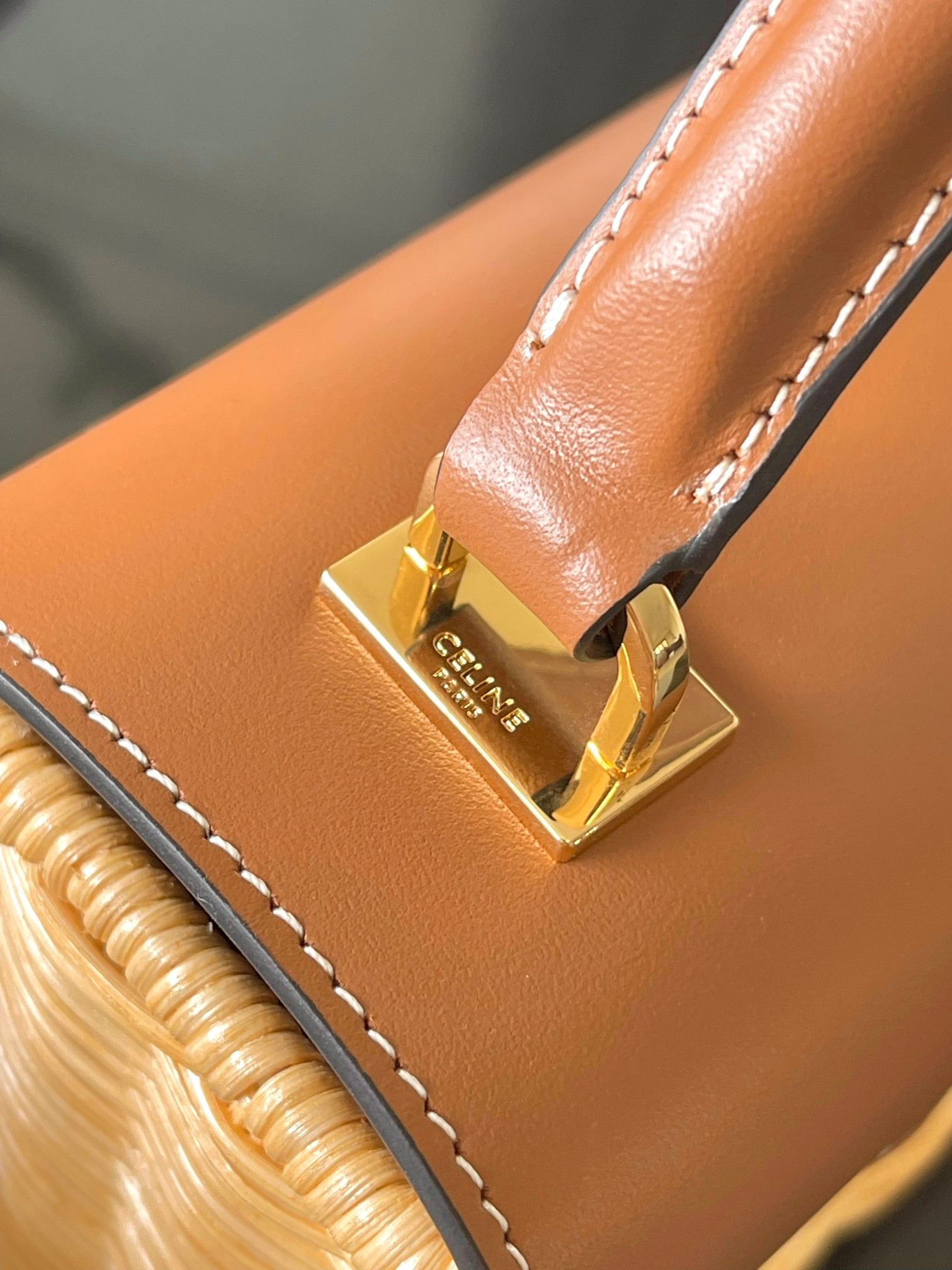 Celine TEEN GARANCE BAG IN WICKER AND NATURAL CALFSKIN 18.5x13.5x7cm