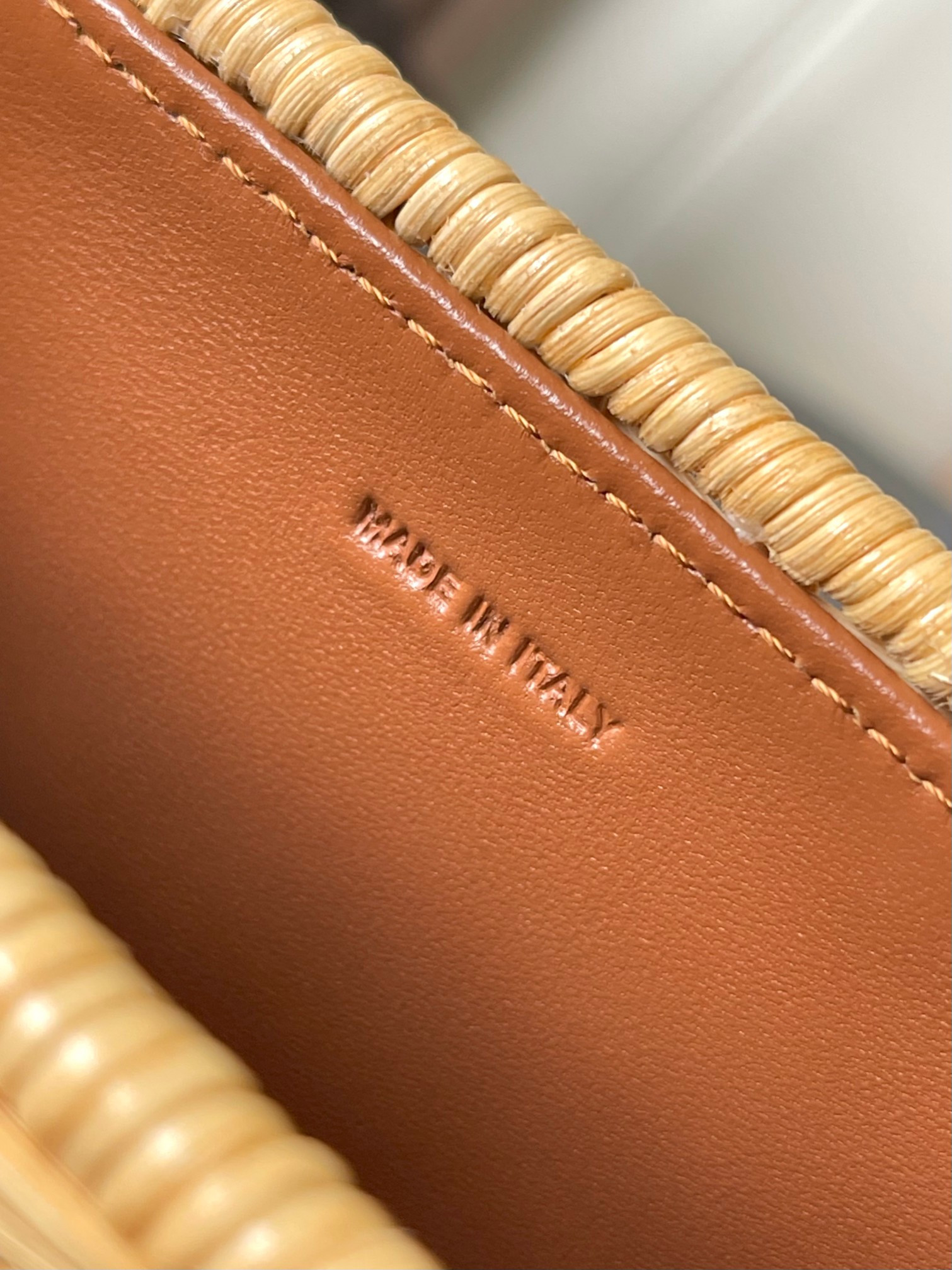 Celine TEEN GARANCE BAG IN WICKER AND NATURAL CALFSKIN 18.5x13.5x7cm