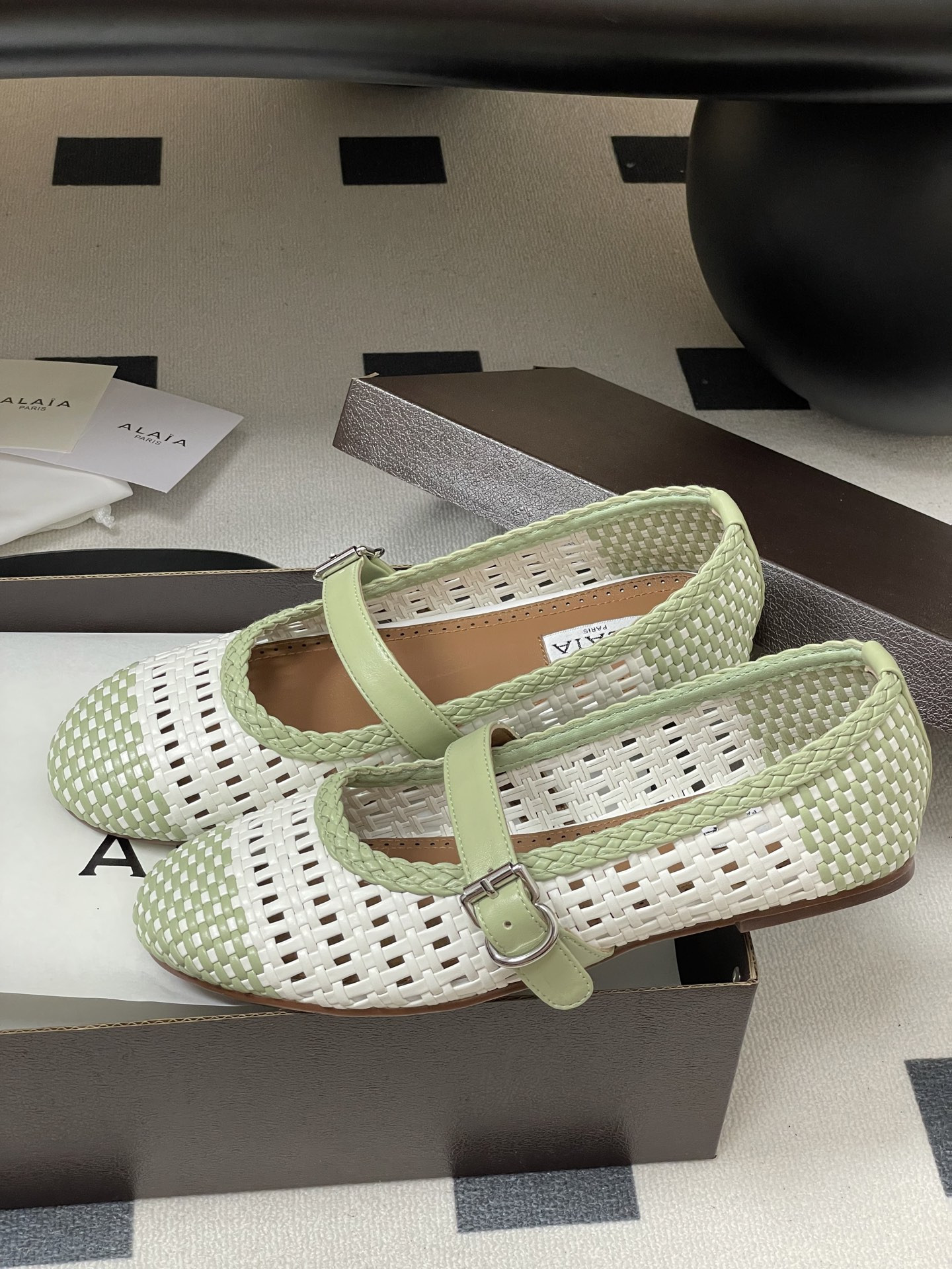 UA Alaïa Hollow Woven Mary Jane Flats(Customized Size 7-10 days production time)