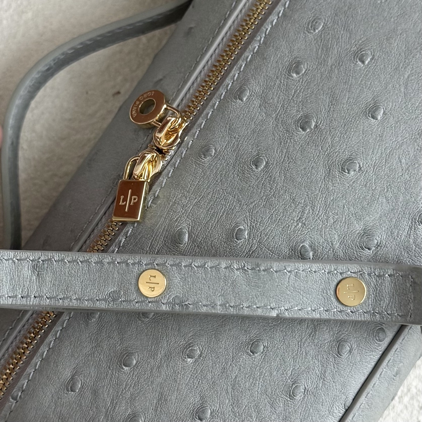 Loro Piana Extra Pocket L19 Ostrich-grained Leather 11 x 19 x 6.5 cm