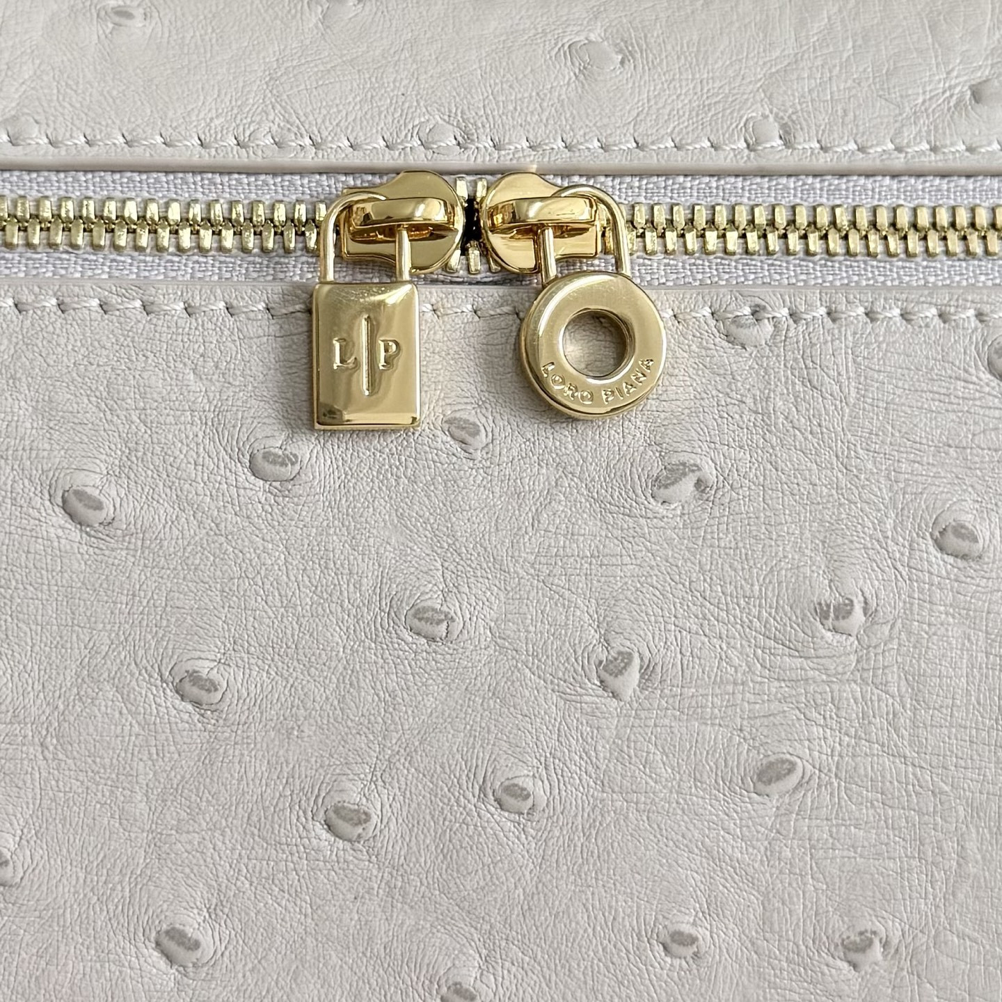 Loro Piana Extra Pocket L19 Ostrich-grained Leather 11 x 19 x 6.5 cm