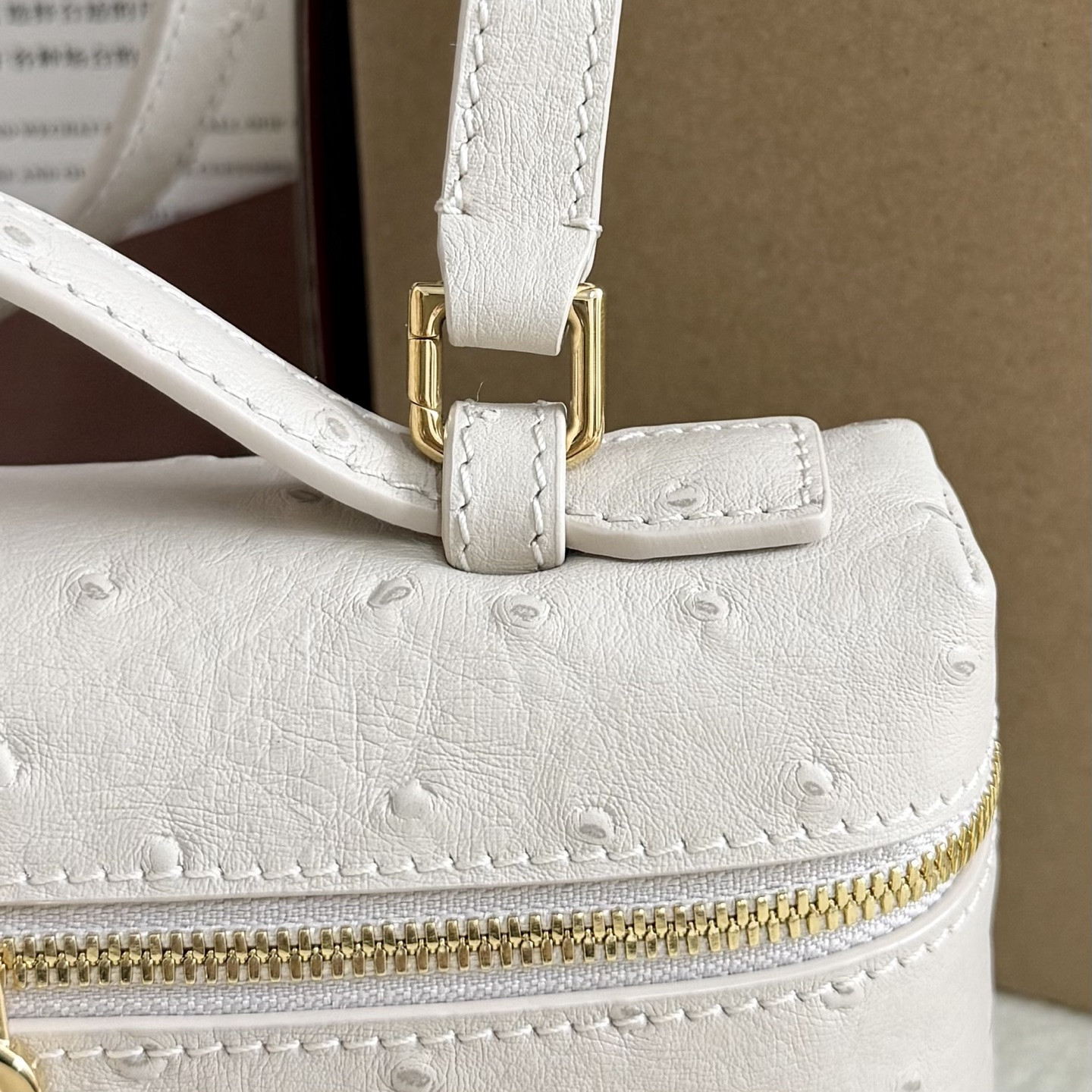 Loro Piana Extra Pocket L19 Ostrich-grained Leather 11 x 19 x 6.5 cm