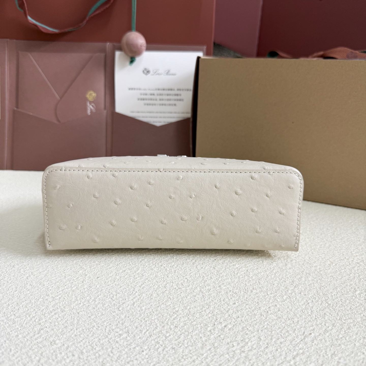 Loro Piana Extra Pocket L19 Ostrich-grained Leather 11 x 19 x 6.5 cm