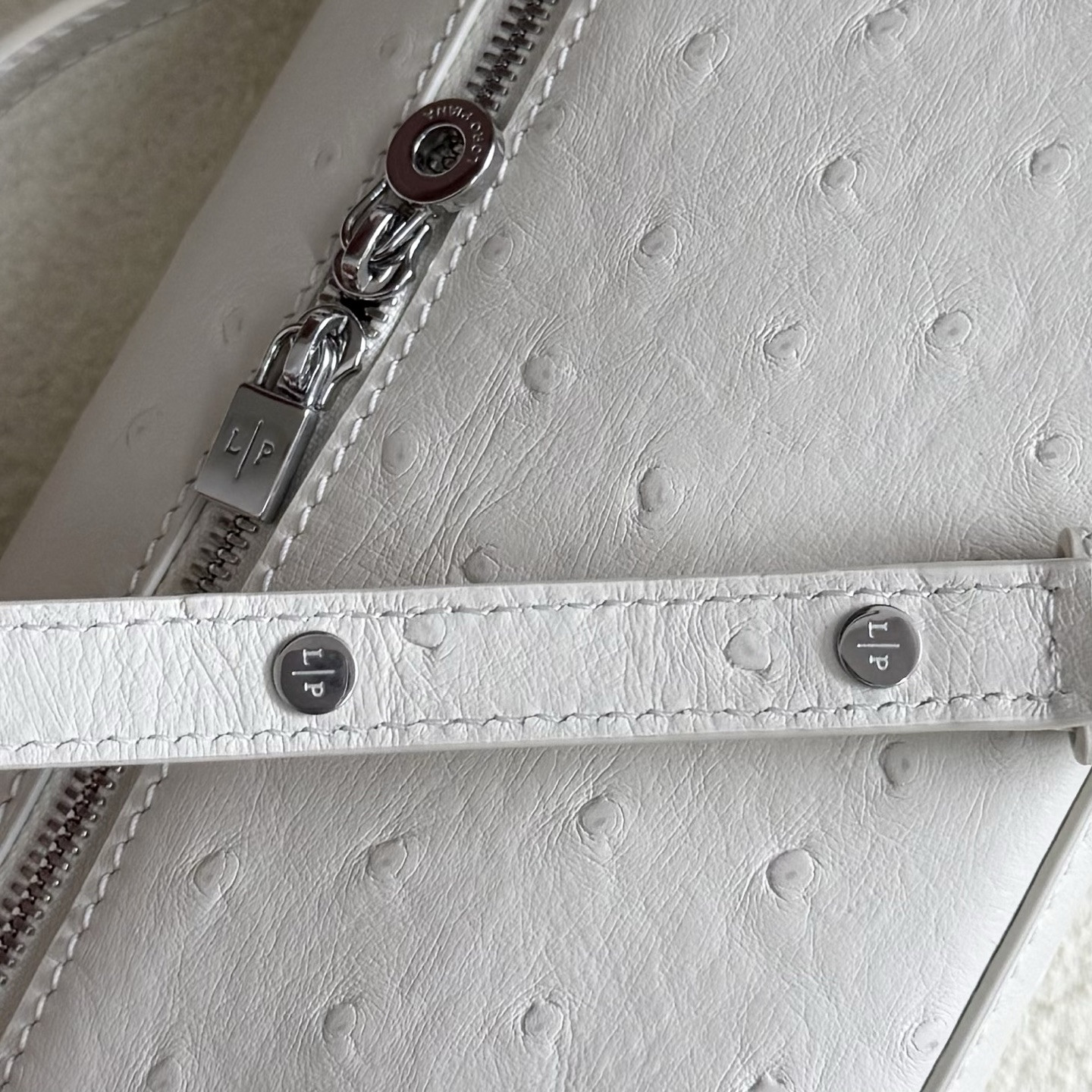 Loro Piana Extra Pocket L19 Ostrich-grained Leather 11 x 19 x 6.5 cm