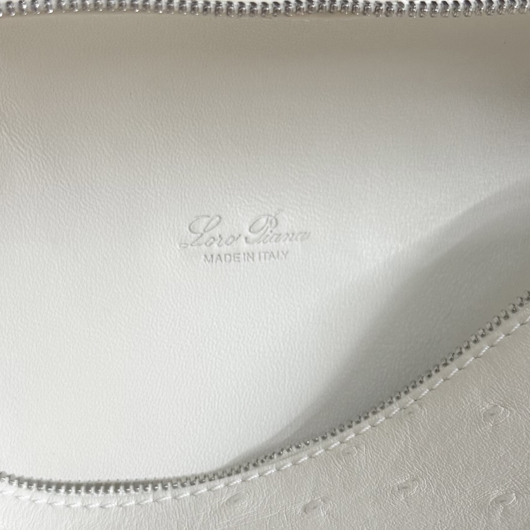 Loro Piana Extra Pocket L19 Ostrich-grained Leather 11 x 19 x 6.5 cm