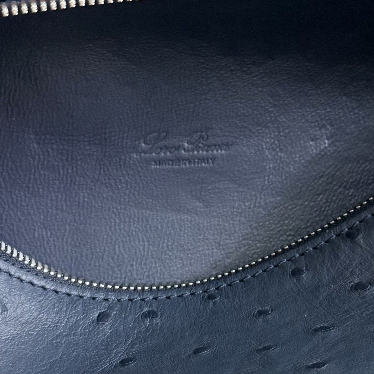 Loro Piana Extra Pocket L19 Ostrich-grained Leather 11 x 19 x 6.5 cm