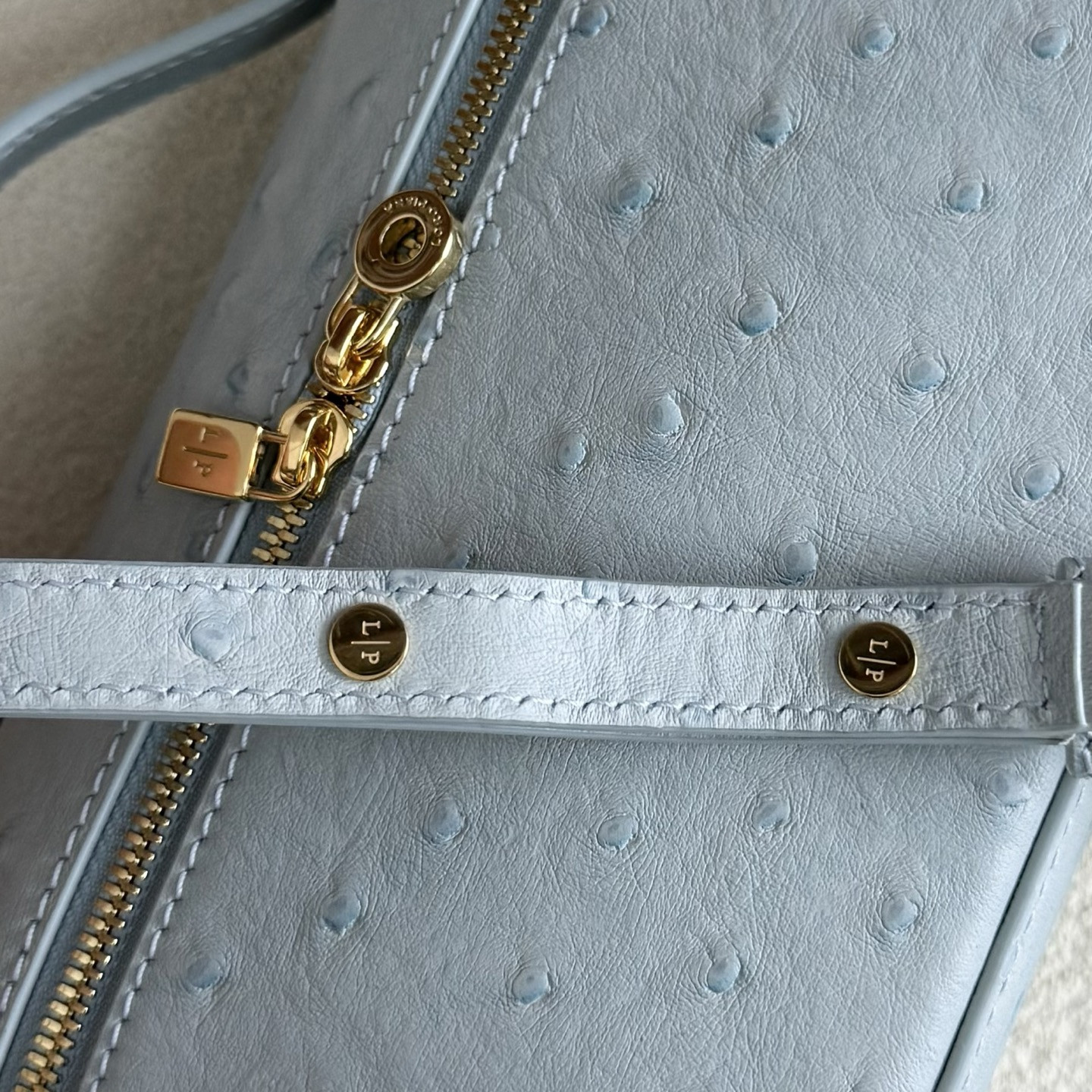 Loro Piana Extra Pocket L19 Ostrich-grained Leather 11 x 19 x 6.5 cm