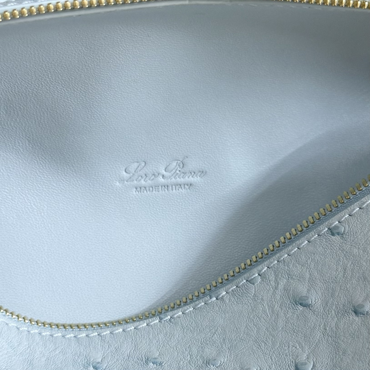 Loro Piana Extra Pocket L19 Ostrich-grained Leather 11 x 19 x 6.5 cm