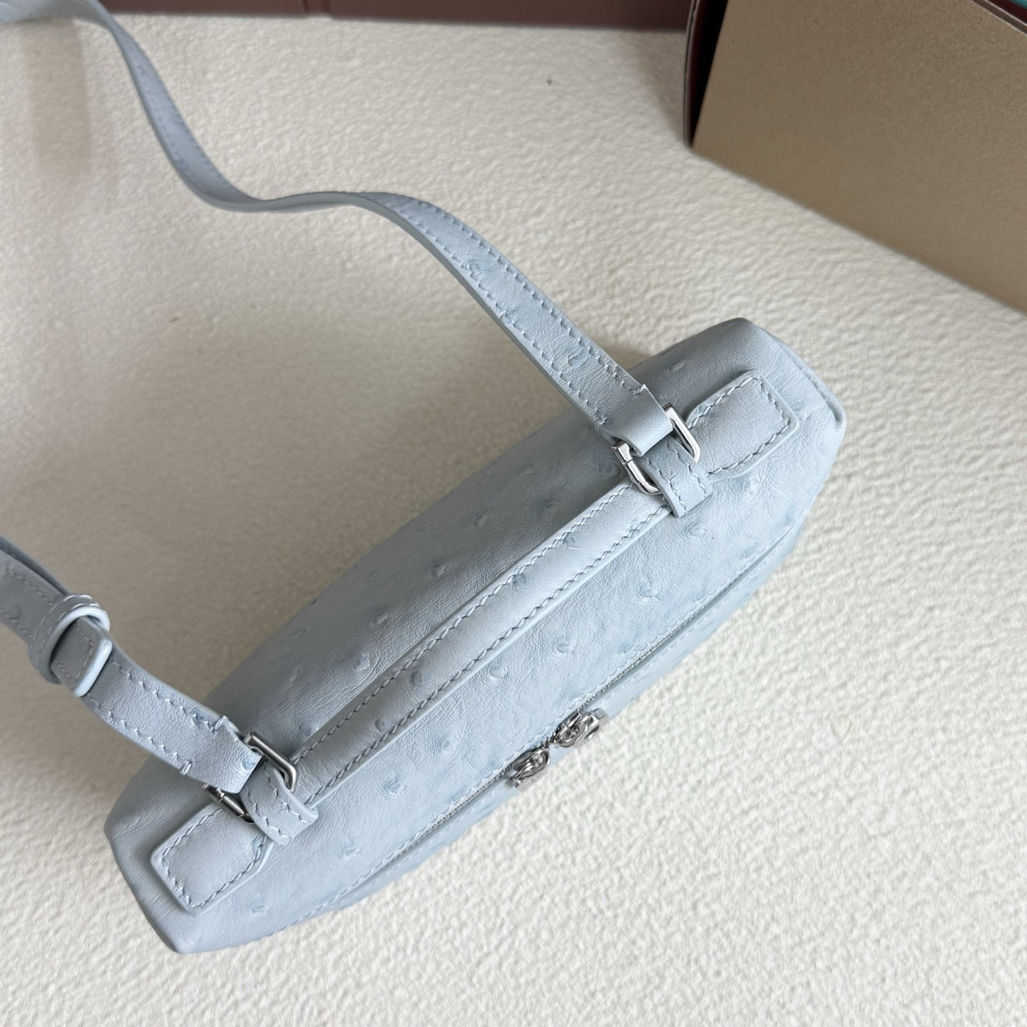 Loro Piana Extra Pocket L19 Ostrich-grained Leather 11 x 19 x 6.5 cm