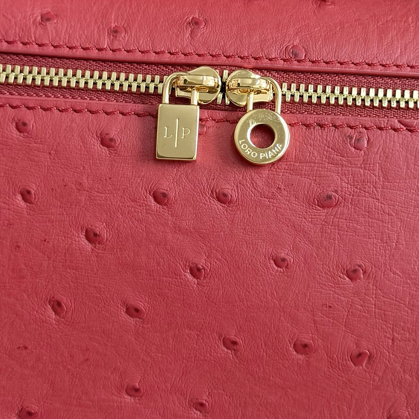 Loro Piana Extra Pocket L19 Ostrich-grained Leather 11 x 19 x 6.5 cm