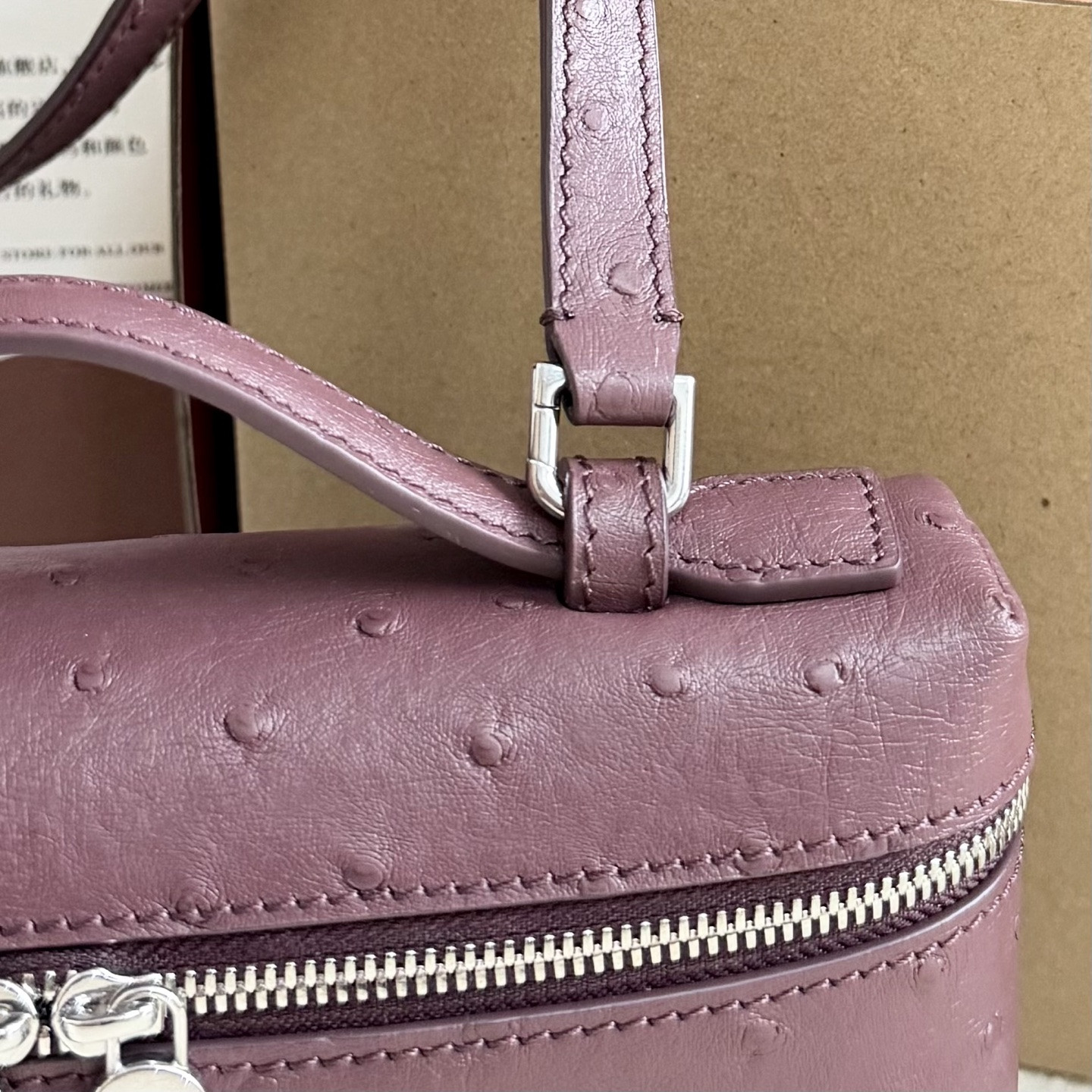 Loro Piana Extra Pocket L19 Ostrich-grained Leather 11 x 19 x 6.5 cm