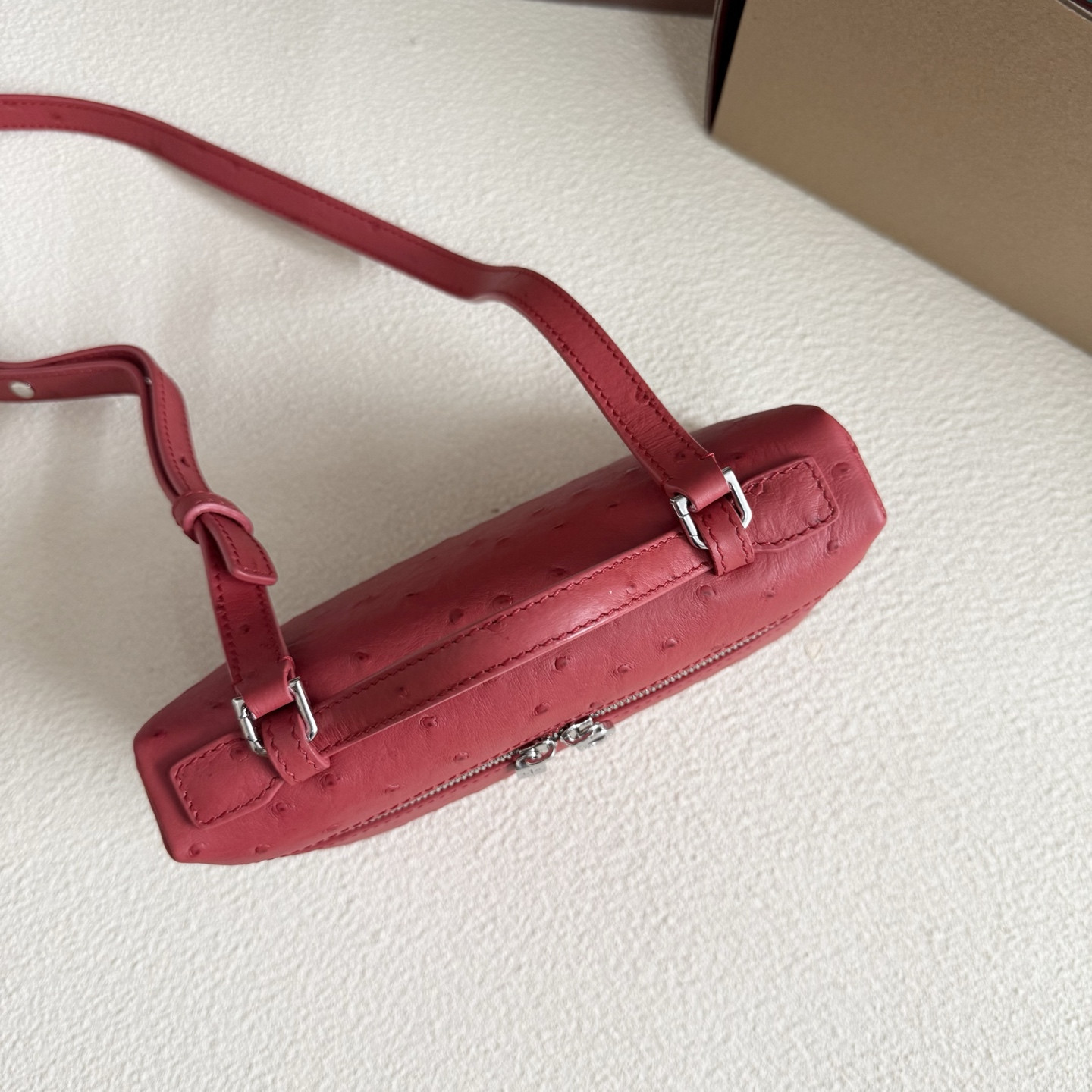 Loro Piana Extra Pocket L19 Ostrich-grained Leather 11 x 19 x 6.5 cm