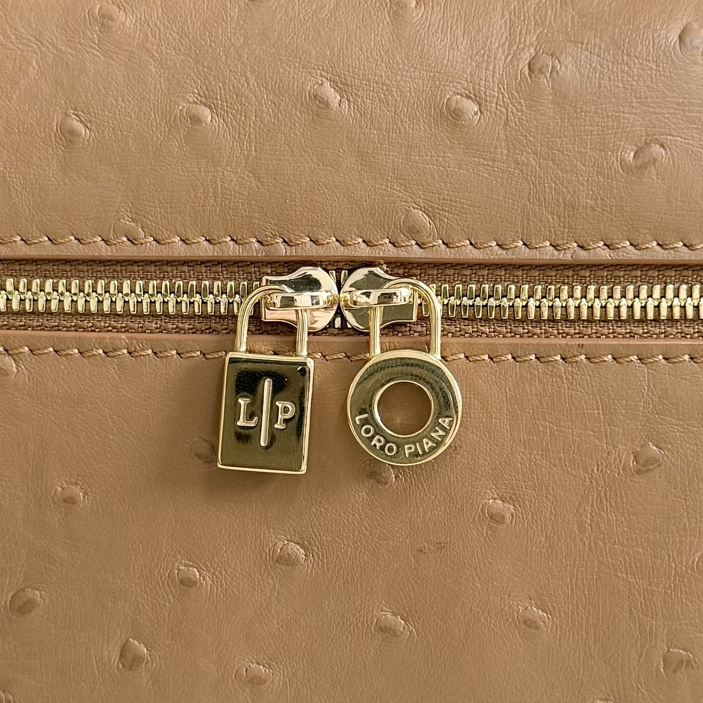 Loro Piana Extra Pocket L27 Ostrich-grained Leather 16x27x10cm